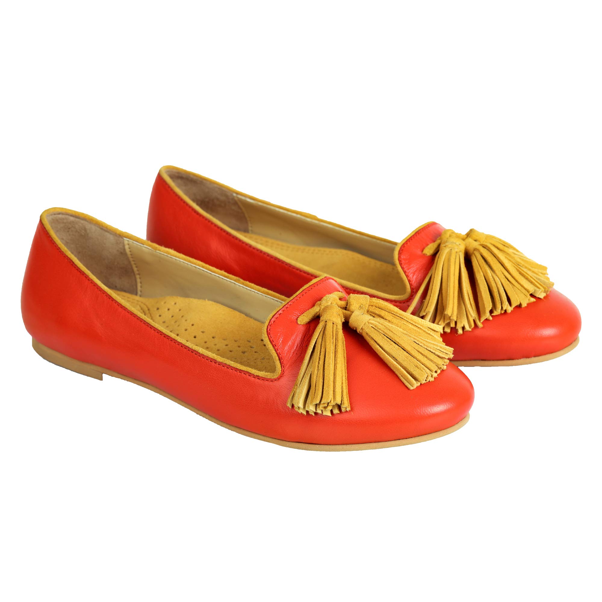 Amica Slexia Women's Casual & Fashion Slip-on Trendy Bellies (Orange, Size-8) 6