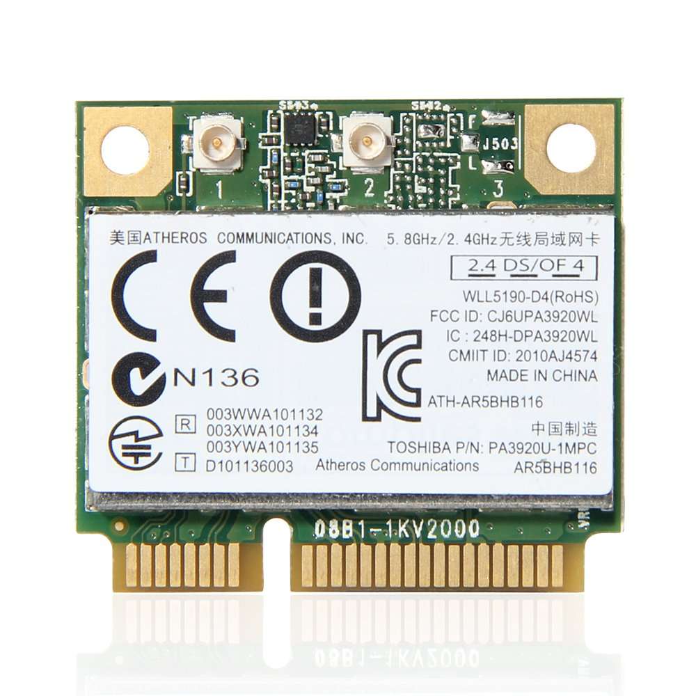 Atheros AR9832 AR5BHB116 2.4/5 GHz Single-chip 300 Mbps 802.11n MINI PCI-E Wireless Card 1