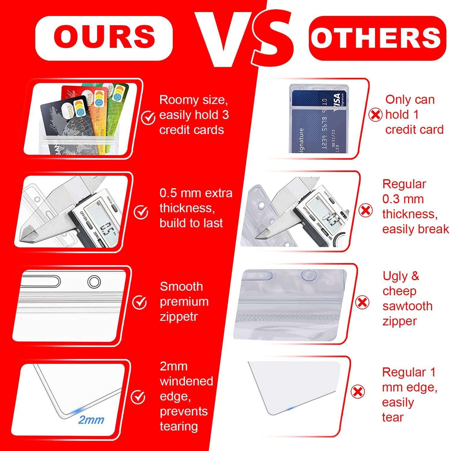 Dey 's Stationery Store Clear Card Holder with Lanyard and Bedge Reel (Pack of 2) - Sealable Waterproof Clear ID Card Badge Holder with Swivel J Hook 6