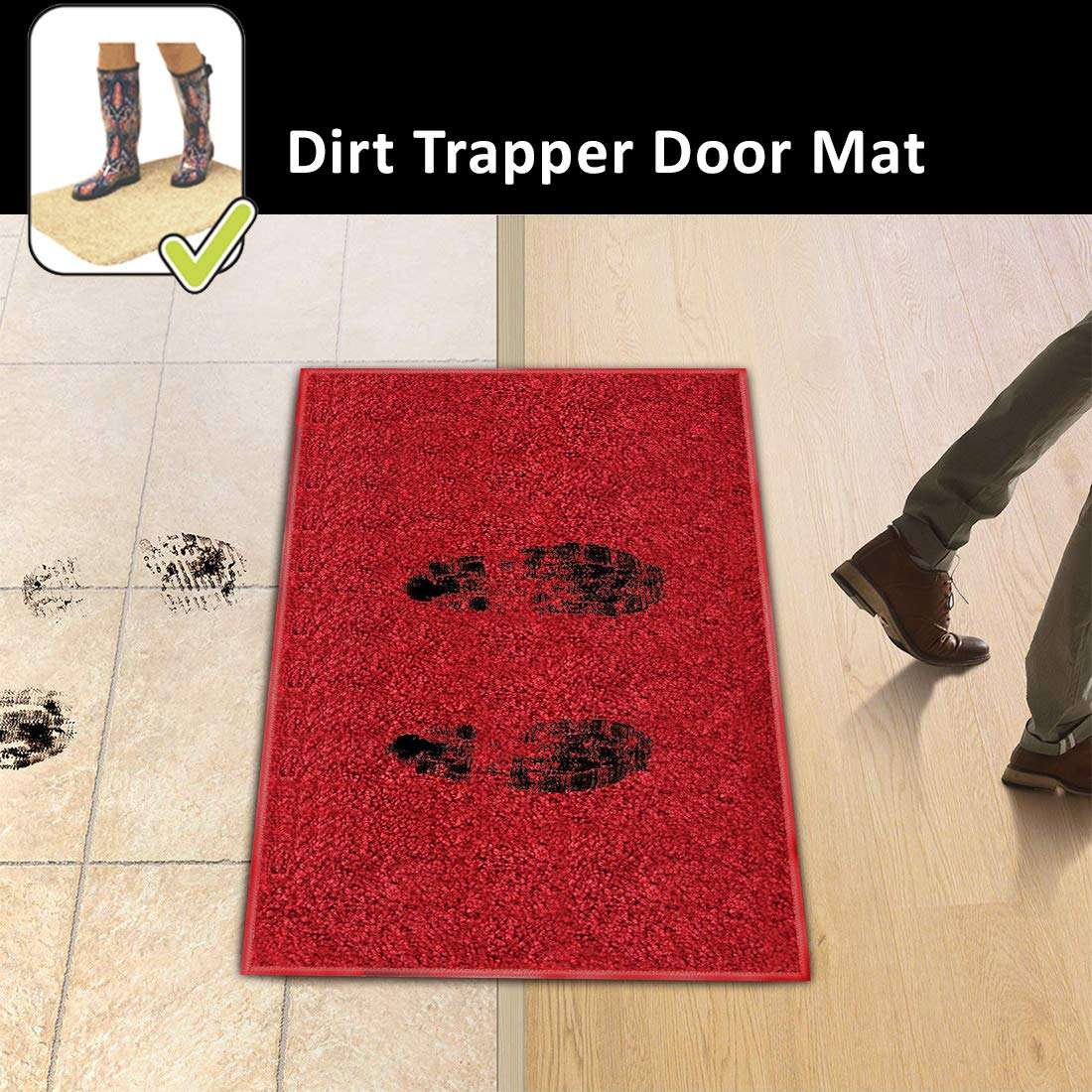 Status. Microfiber Anti-Skid Bath Mat (58 x 38 cm, Red) - Pack of 2 4