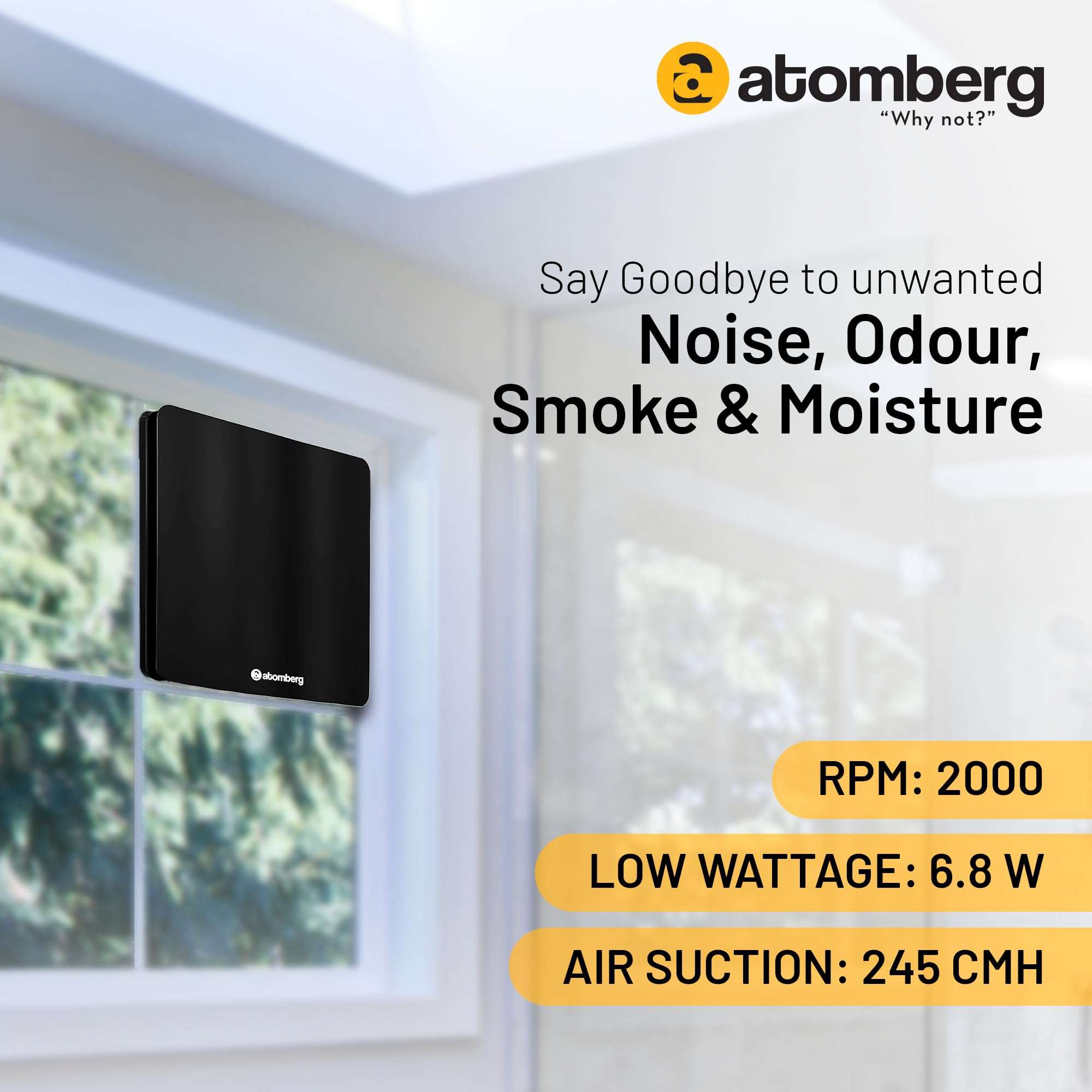 atomberg Studio Exhaust 150mm | Suitable for Bathroom, Kitchen | BLDC Motor | Easy to Clean | 1+1 Year Warranty (Gloss Black) 2