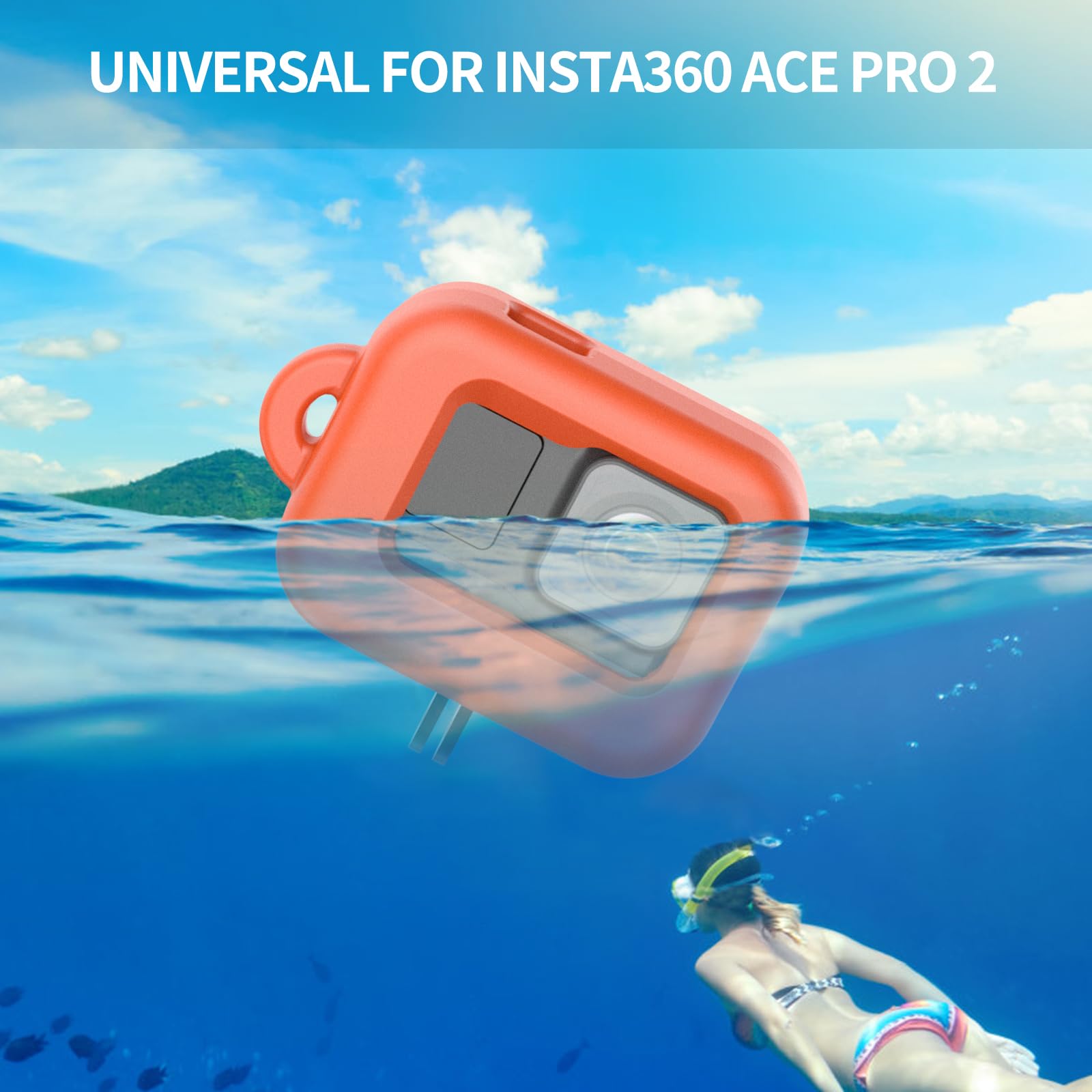 Diving Floaty Protection Case for Insta360 Ace Pro 2 Action Camera,EVA Floating Case with Adhesive Safety Buckle Anchor,Screw for Surfing,Wakeboarding and Other Sports 5