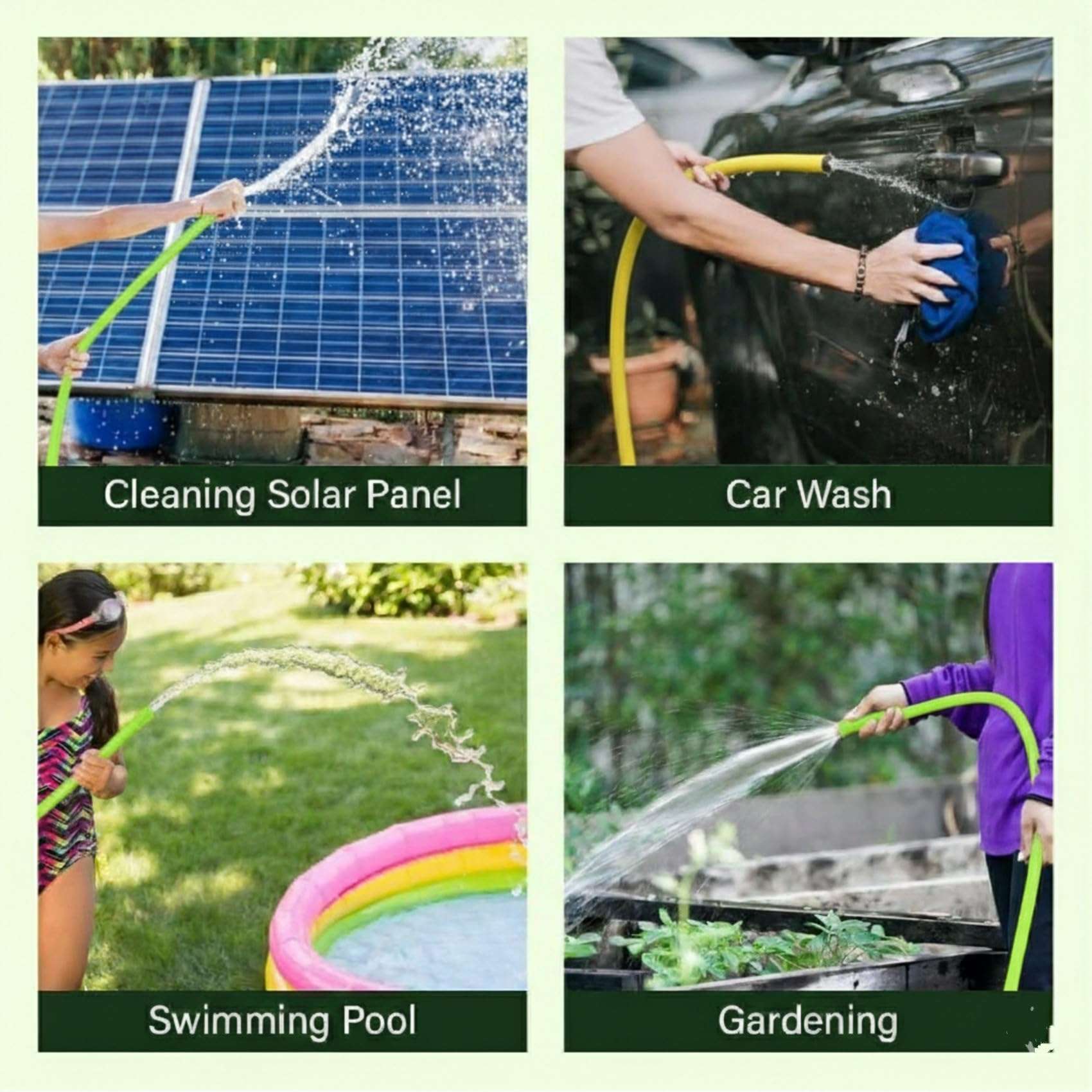 PulGos 15 Meter Pack of 1 Heavy Duty PVC Garden Hose Pipe with Tap Adapter & 3 Clamps | Flexible, Latex core, Leak-Resistant Water Pipe for Gardening, Car Washing, Lawn Care & Outdoor Use (Green) 6