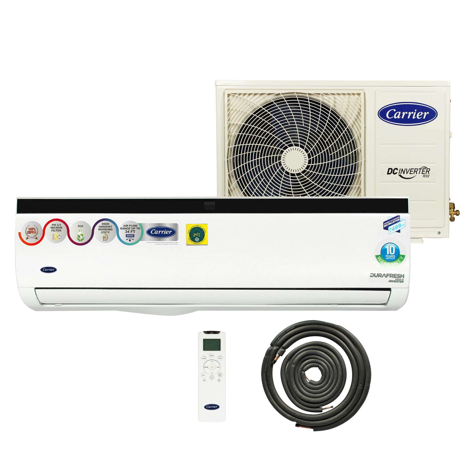 Carrier 1.5 Ton 3 Star Inverter Split AC (Durafresh Neo X, CAI18DN3R39F0, White) 6