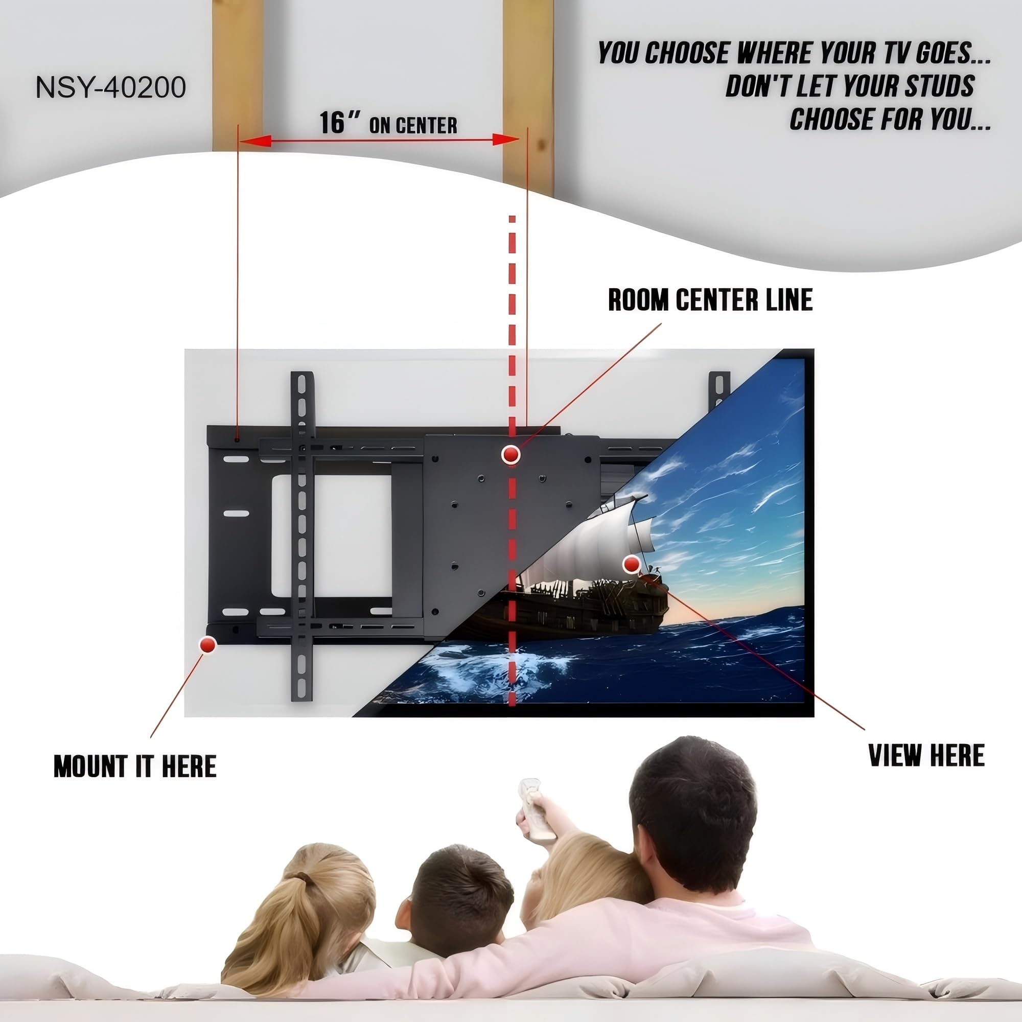 NSY-40200 Full Motion Articulating TV Mount for 32-75 Inch Flat TVs, Includes HDMI Cable, Extends 28 Inches 5