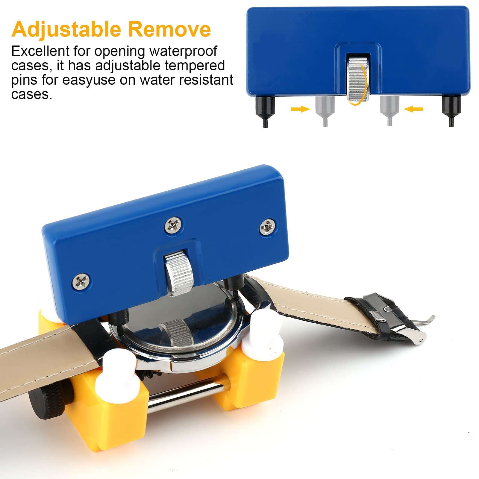 UUBAAR Watch Battery Replacement Tool Kit, 9 PCS Professional Watch Back Remover Tool, Adjustable Watch Case Opener Tool, Watch Opening Tool with Watch Holder, Flat Screwdrivers, Precision Tweezer 6