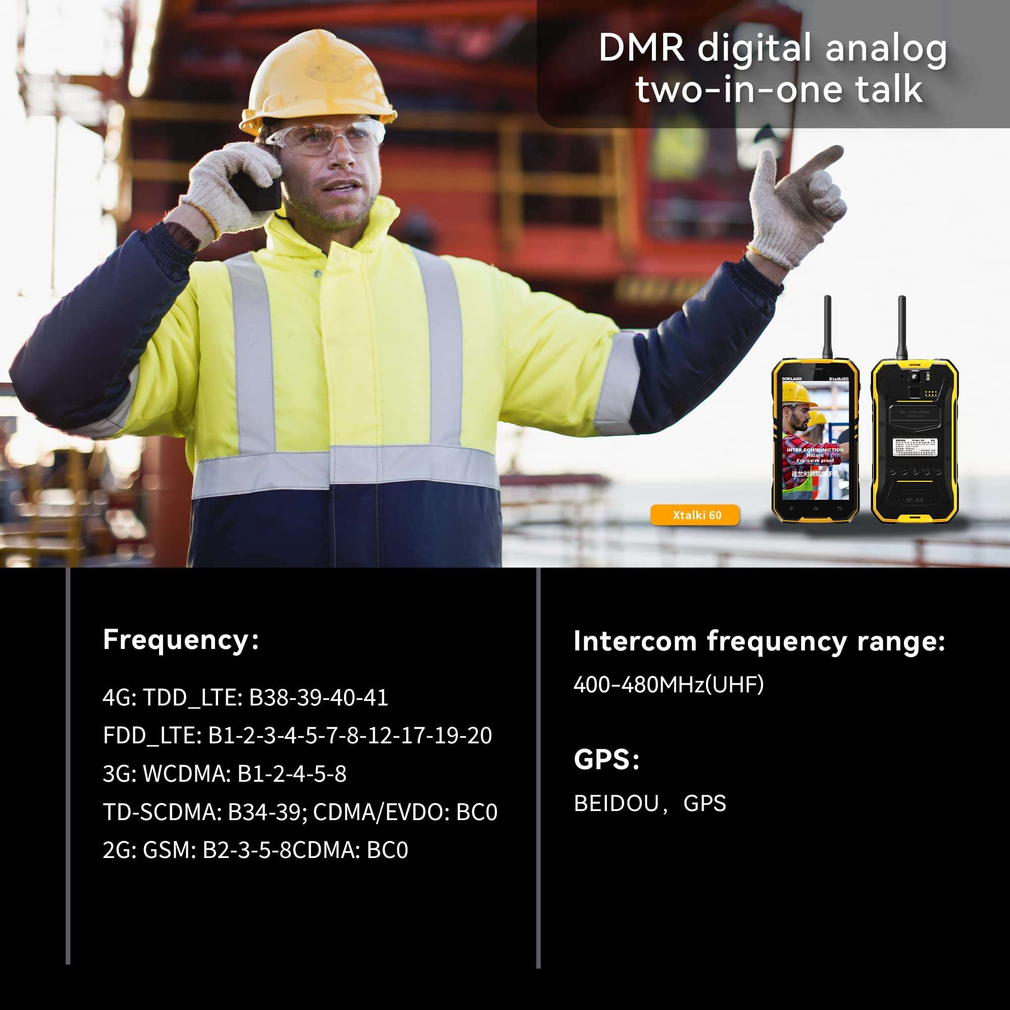 Walkie Talkie Rugged Smart Mobile Phone 5.0 inch Screen 6GB+128GB Explosion Proof Unlocked Zone1/2 Intrinsically Safe IP68 for Oil Gas Industry Areas Waterproof Dust Proof Shockproof Android 8.0 5