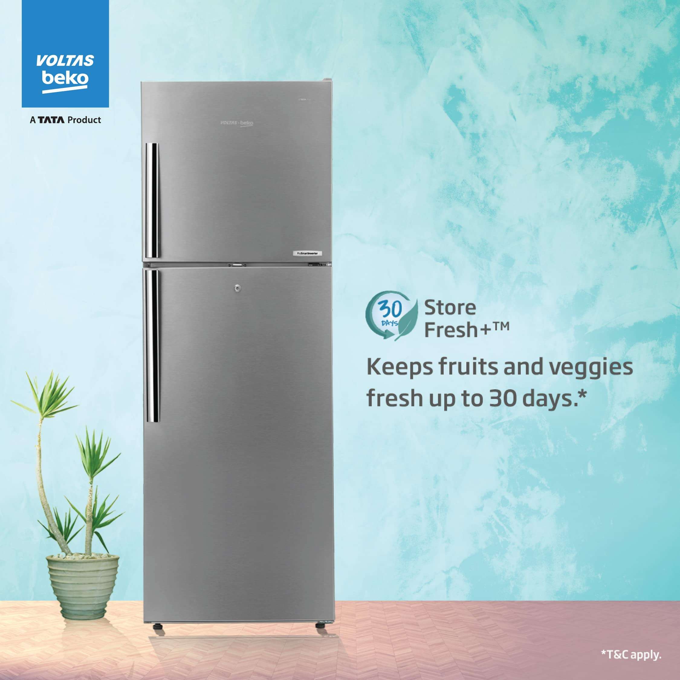 Voltas Beko 250 L 2 Star Inverter Frost-Free Double Door Refrigerator, Store Fresh+, Neo FrostTM Dual Cooling (RFF273IF, Silver, 2022 Model) 2