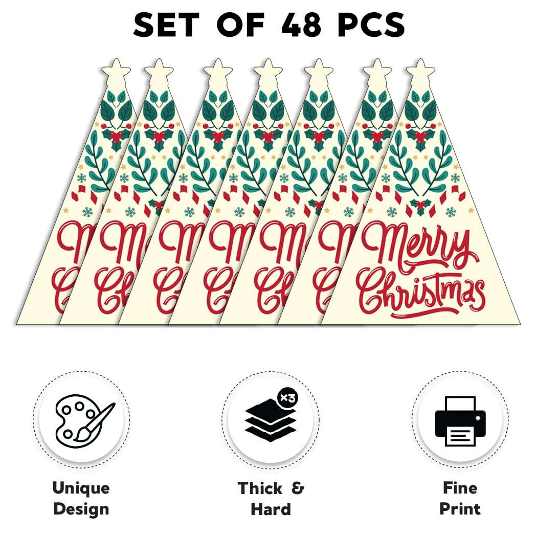 Festiko® 48 Pcs Merry Christmas Wishing Cardss (Design 3), Merry Christmas Tag Cards, Christmas Wish Note Cards, Merry Christmas Wishing Cards 3