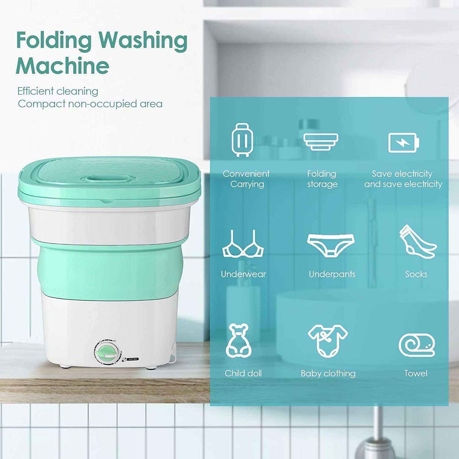 Nms Traders Mini Foldable high-Frequency Vibration Washing Machine | Portable Washing Machine - Ultrasonic Cleaning Machine | Small Automatic Portable Underwear Folding Washing Machine. 6