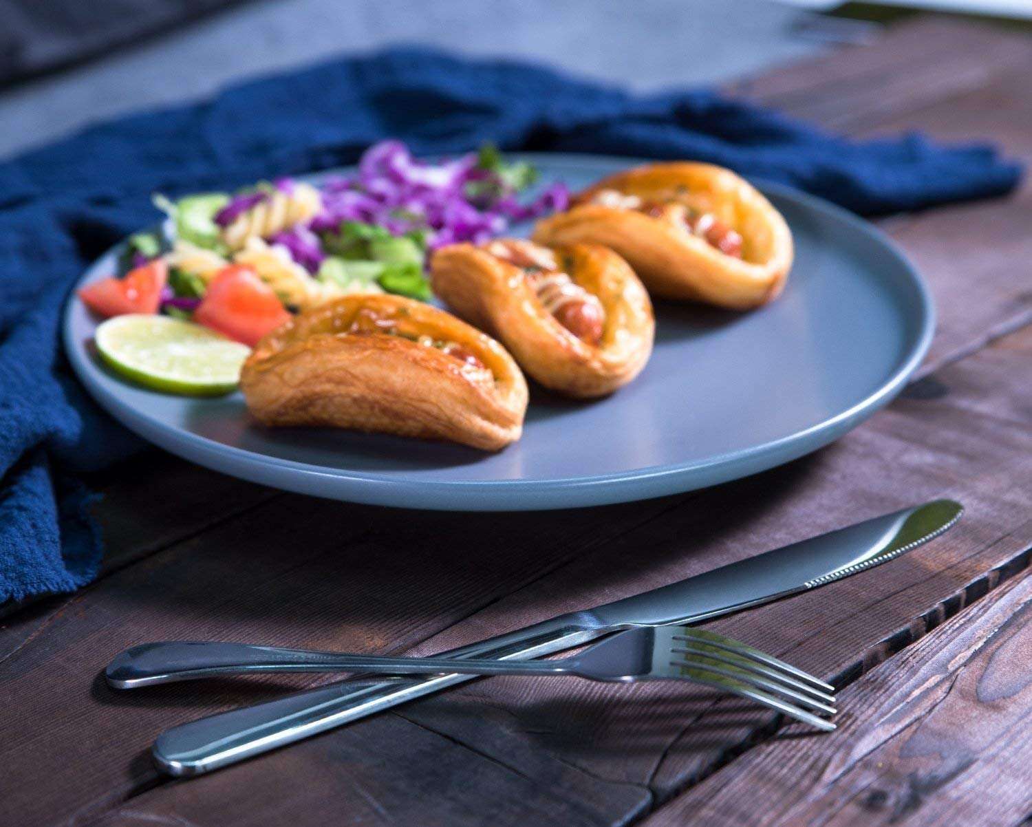 VishList 6 Pieces Stainless Steel Premium Dinner Knives, Butter Knife Set, Silver, Checks Design, 21 cm 6