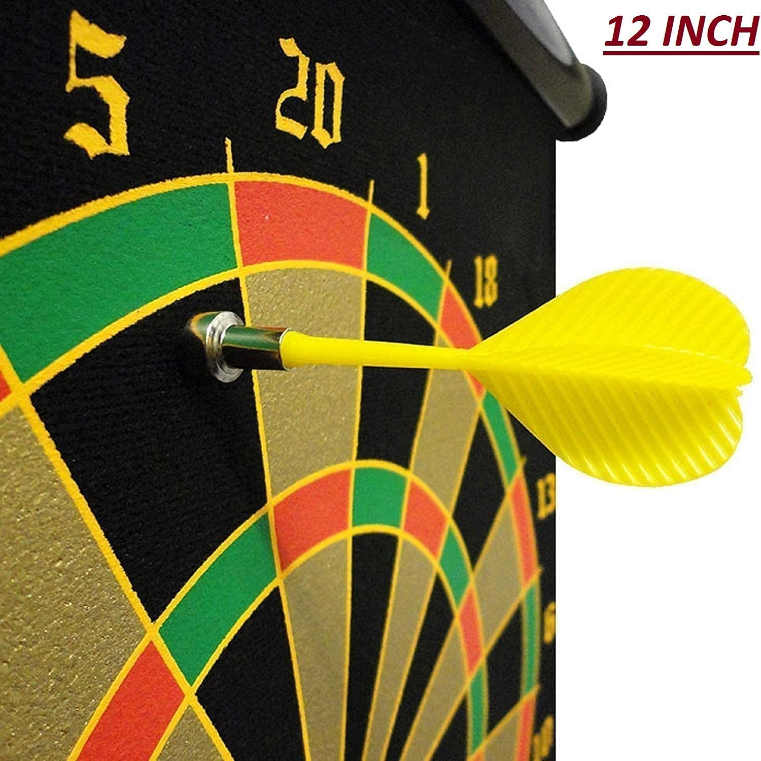ADICTUM Magnetic 12 inch Dart Board Set, Dart Board Game for Children | 12 inch Double Faced Flock Printing Thickening Family Game Dart Board with 4 Darts(12") 3