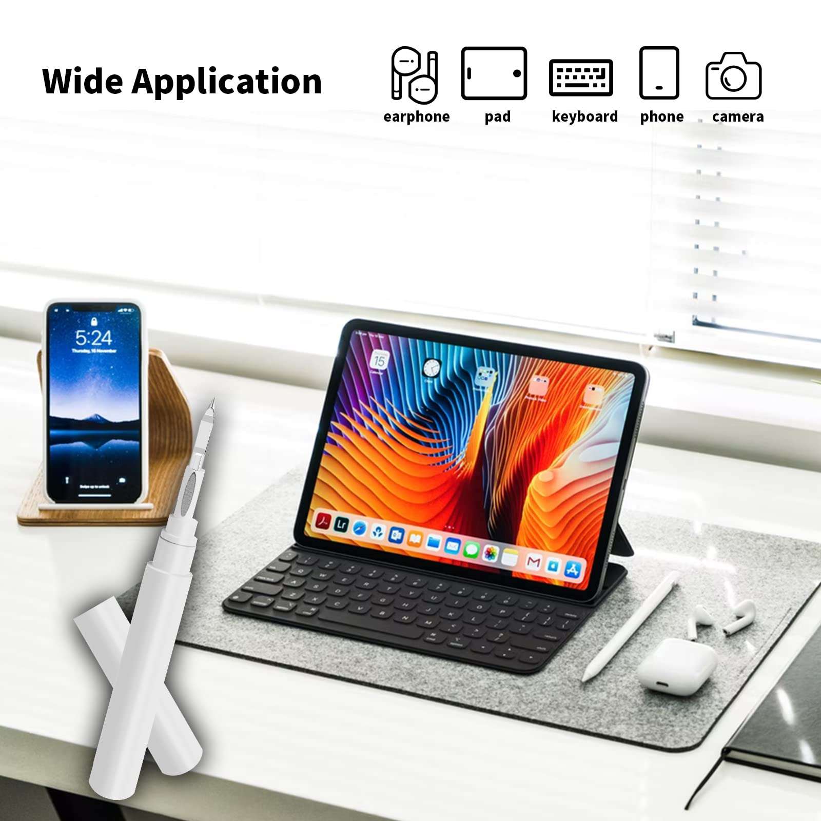 2025New Earbuds Cleaning Kit, Multi-Function Cleaning Pen for Bluetooth Headset, Headphone Cleaner for Earbuds, Wireless Earphones Case Cleaning Tools (2 Pcs White) 5