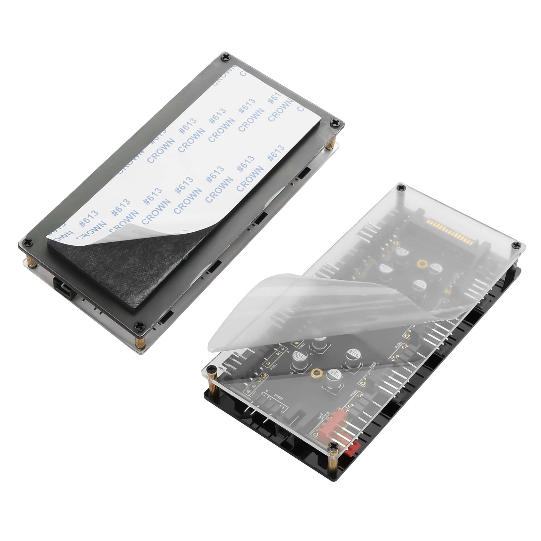 YACSEJAO 12V 4Pin PWM & 5V 3Pin ARGB 2-in-1 Hub with SATA 15-Pin Power 8 Way Sync RGB Lighting and Cooling Fan Extended Motherboard Interface 6