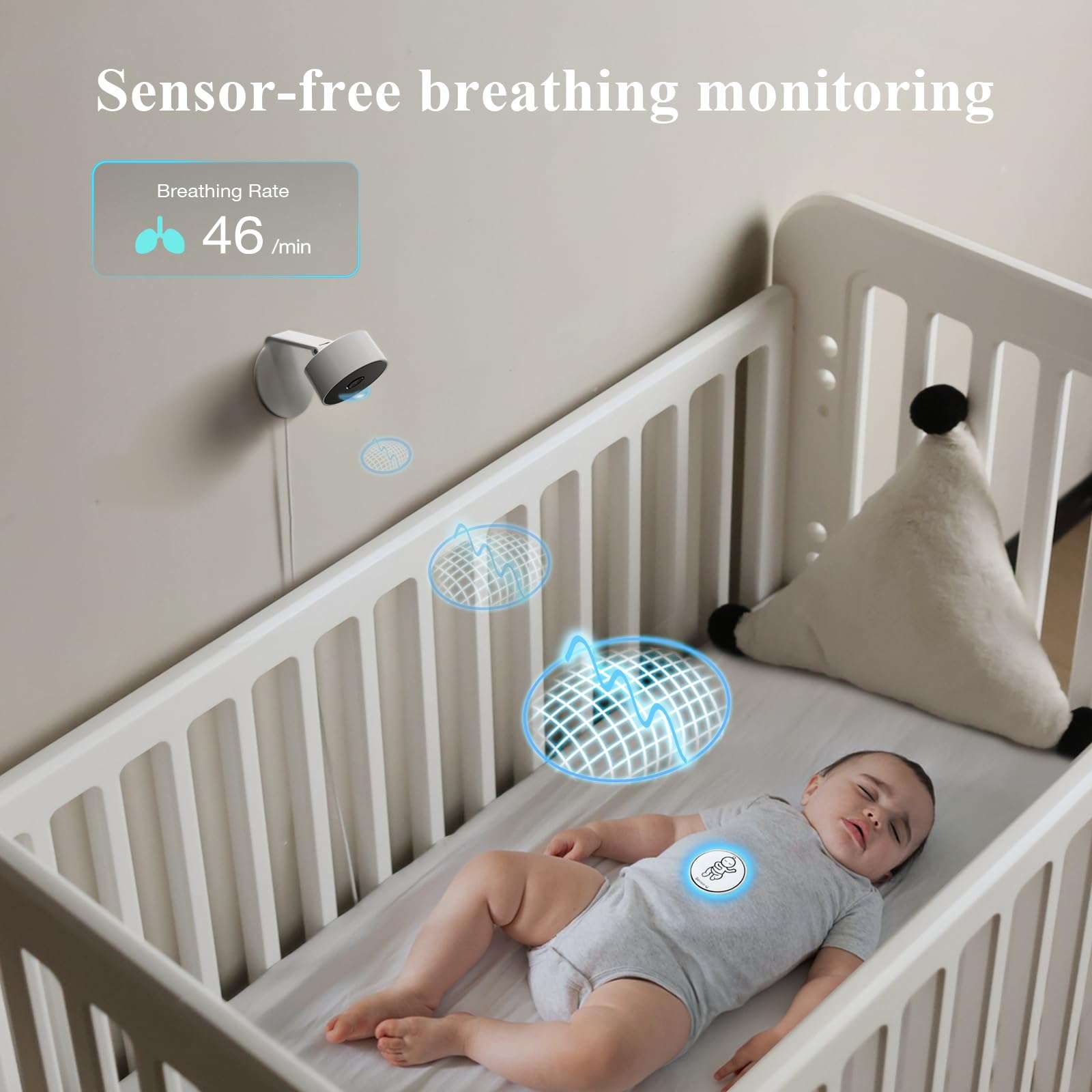 Sense-U AI Baby Camera Monitor with Sensor-Free Sleep Breathing Movement Detection, Smart Security Indoor Video Camera with Background Audio, Sound Detection, No Monthly Fee, for Peace of Mind 4