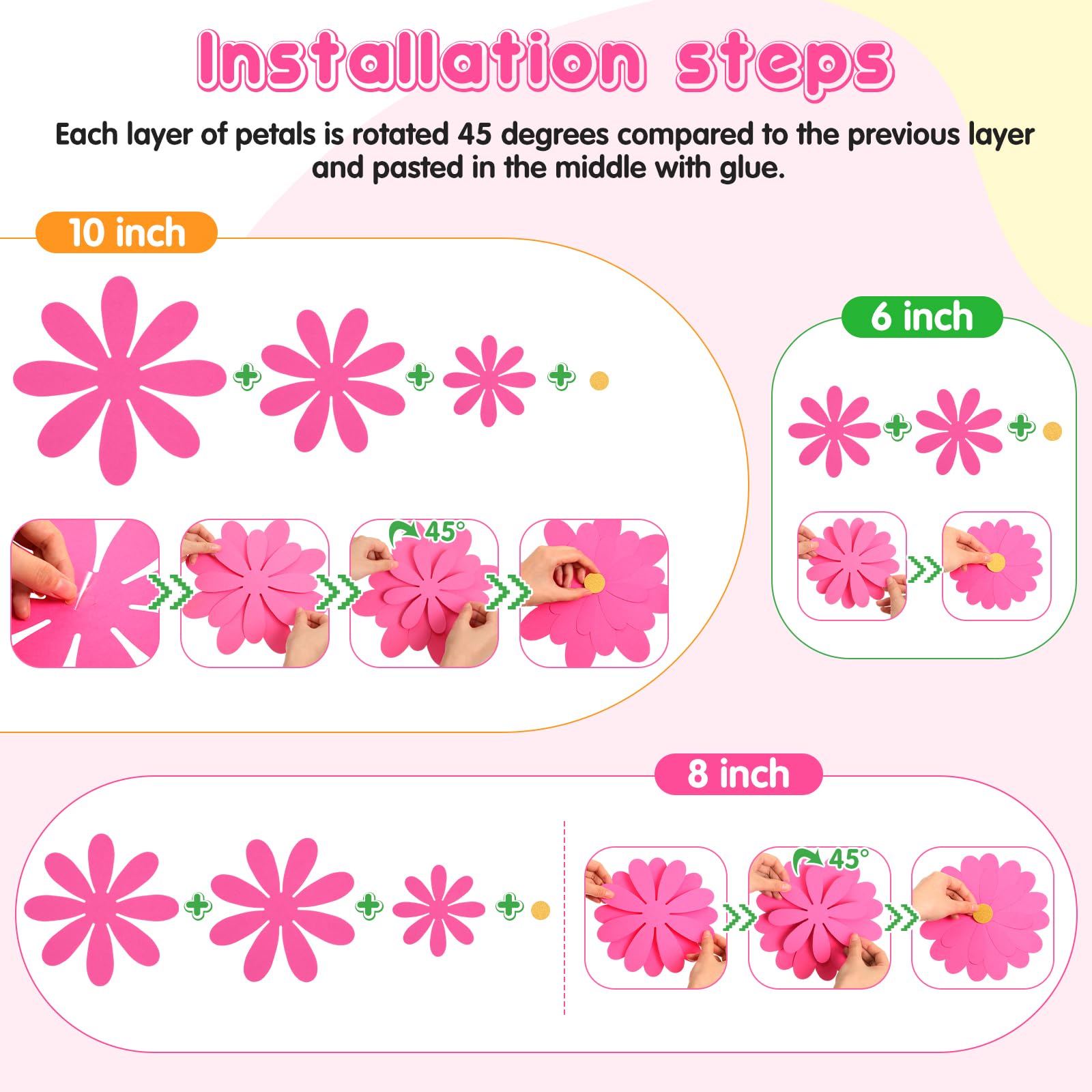 MotiMind 18 Pcs Paper Flowers Decorations for Wall DIY Paper Flower Bulletin Board 3D Fiesta Paper Floral Backdrop Decoration for Photo Backdrop Classroom Back to School Party 4