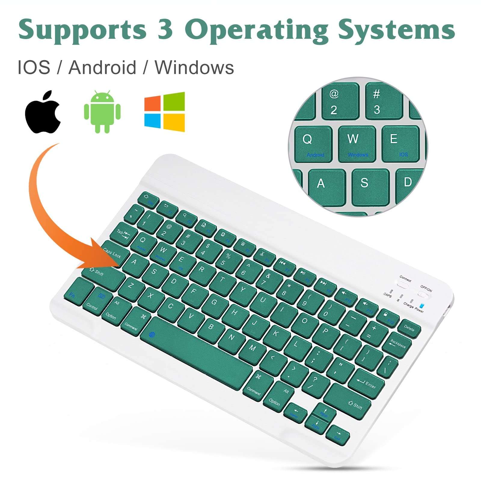 Rechargeable Bluetooth Keyboard and Mouse Combo Ultra Slim Full-Size Keyboard and Ergonomic Mouse for Ulefone Note 10 and All Bluetooth Enabled Mac/Tablet/iPad/PC/Laptop - Jade Green 2