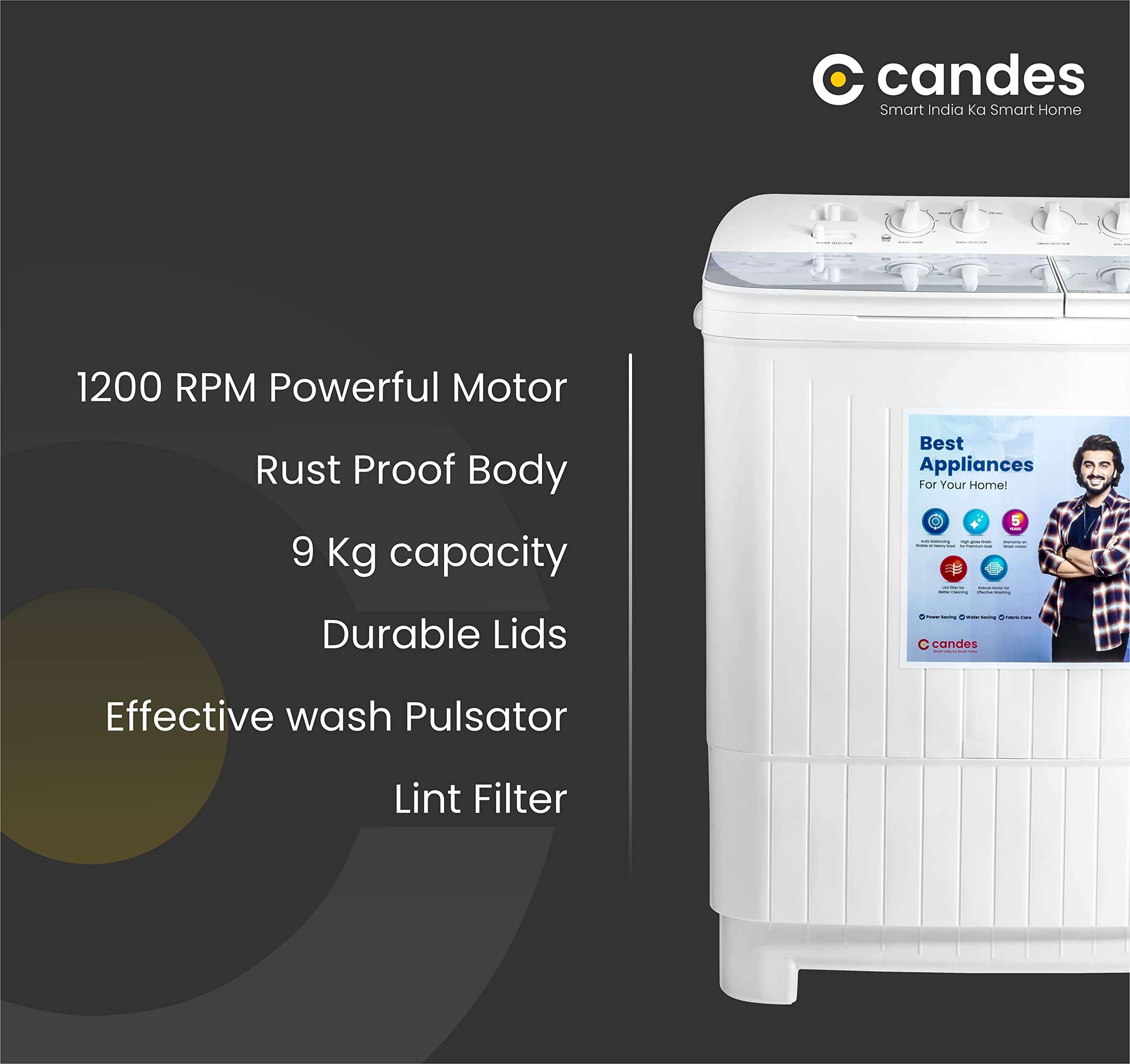 Washing machine Variation (9.0 Kg, Blue & White) 4