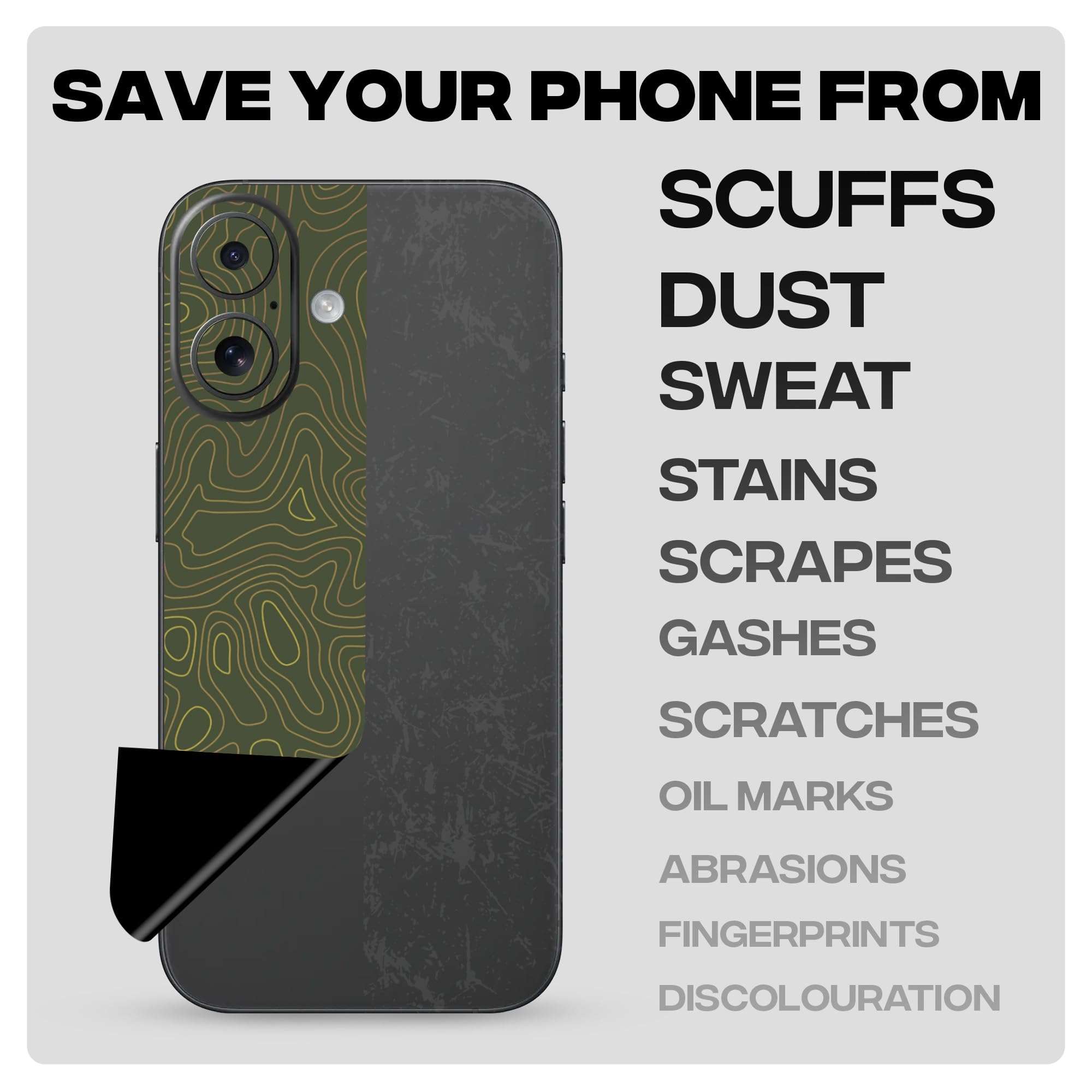 Capes India Mobile Phone Skins Compatible with Apple iPhone 16 | Not a Cover/Case | Protective Film Vinyl Sticker (Terrain, Full Body Skin) 3