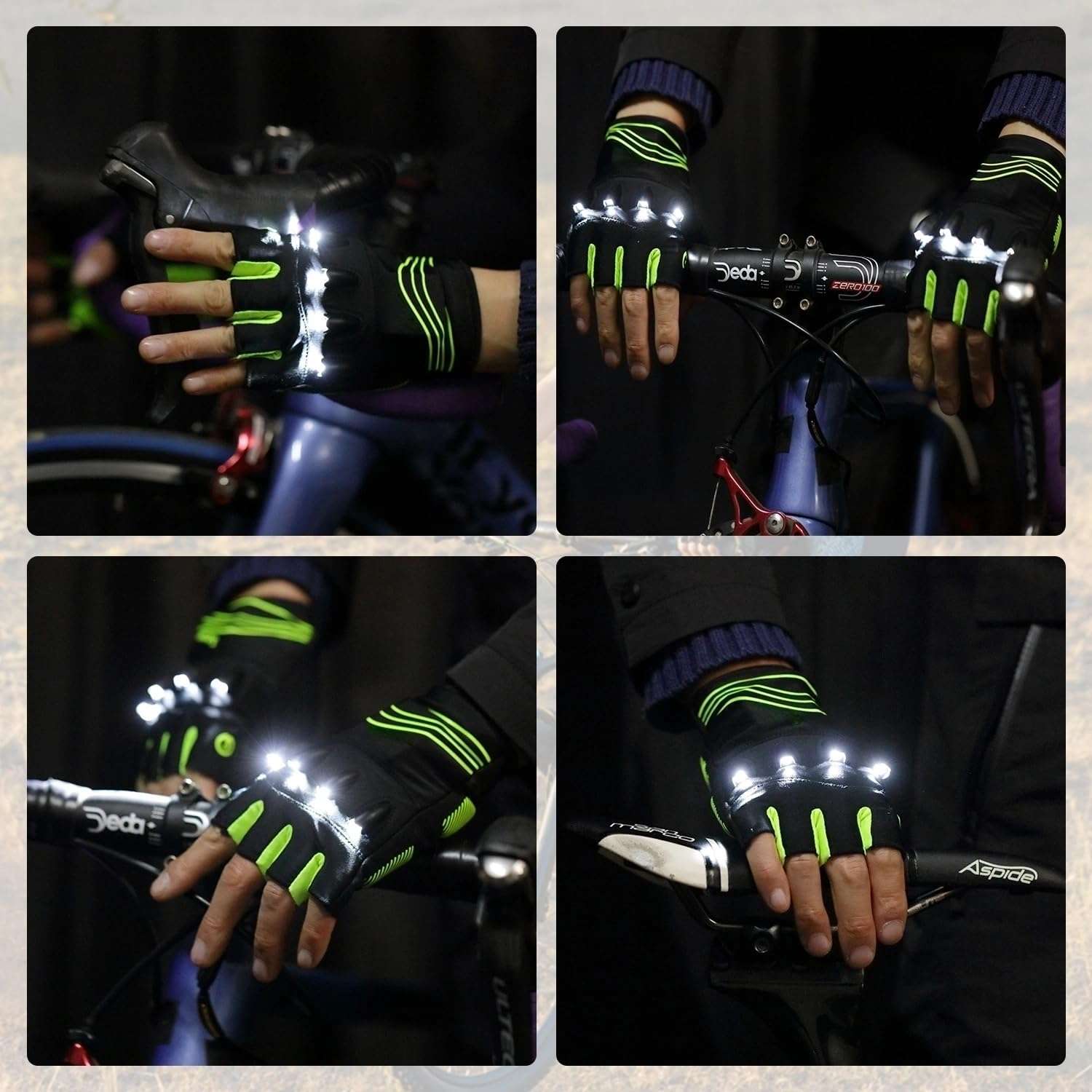 Rechargeable 4 LED Flashlight Cycling Gloves Hands Free Led Flashlight for Running Walking Fishing Riding Safety Gloves Solid Quality Comfortable Fits Bicycle Flashlight Gloves for Men Gifts 6