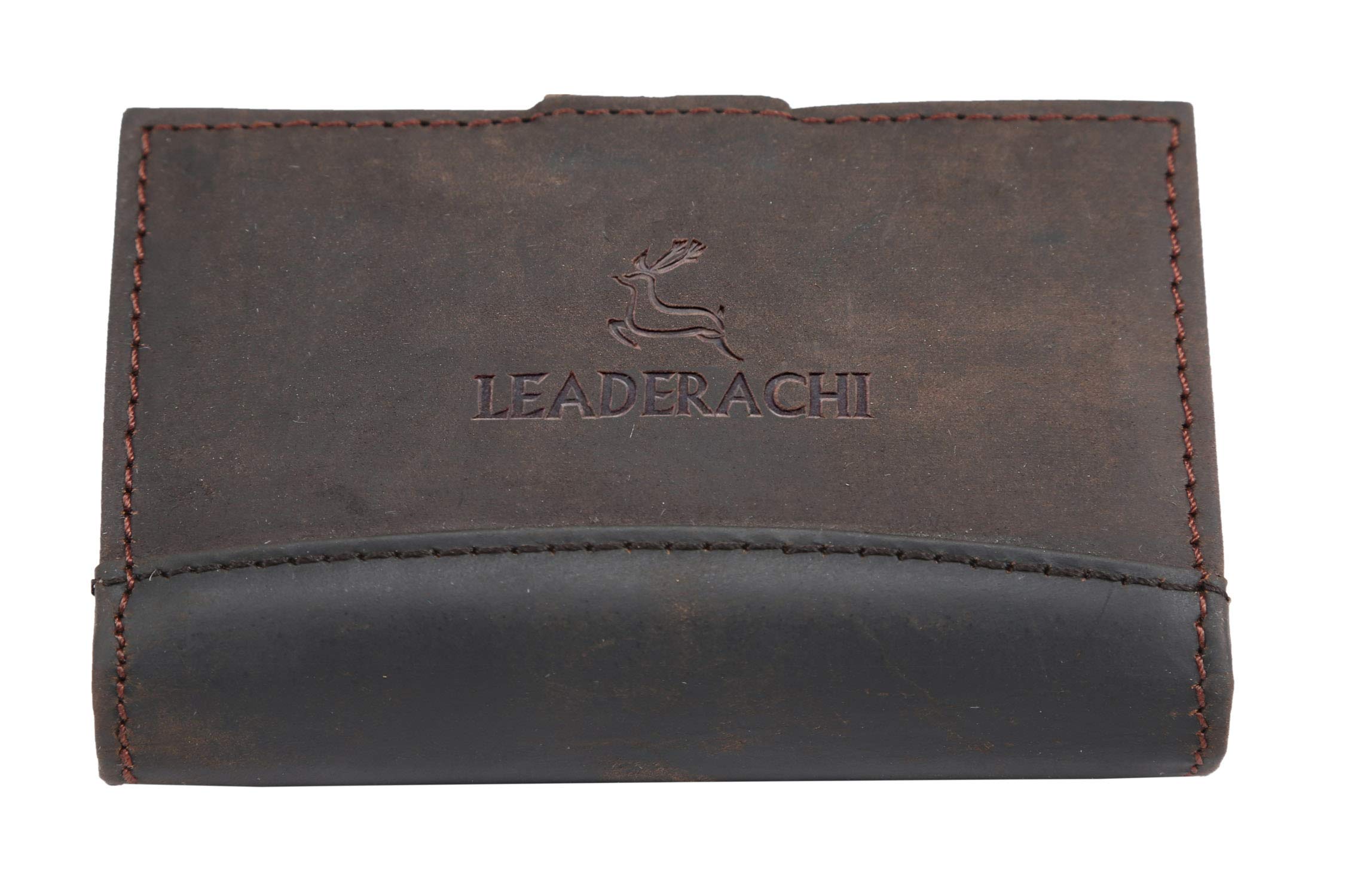 LEADERACHI Brown Leather Men's Card Case 5