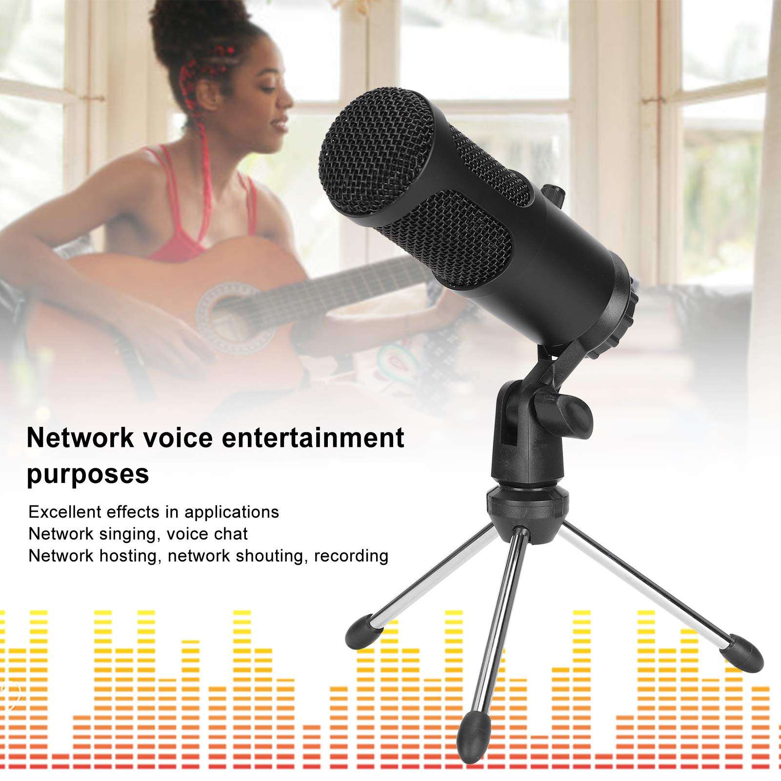 USB Condenser Microphone with Tripod Stand, Cardioid PC Mic for Gaming, Streaming, Podcasts 4