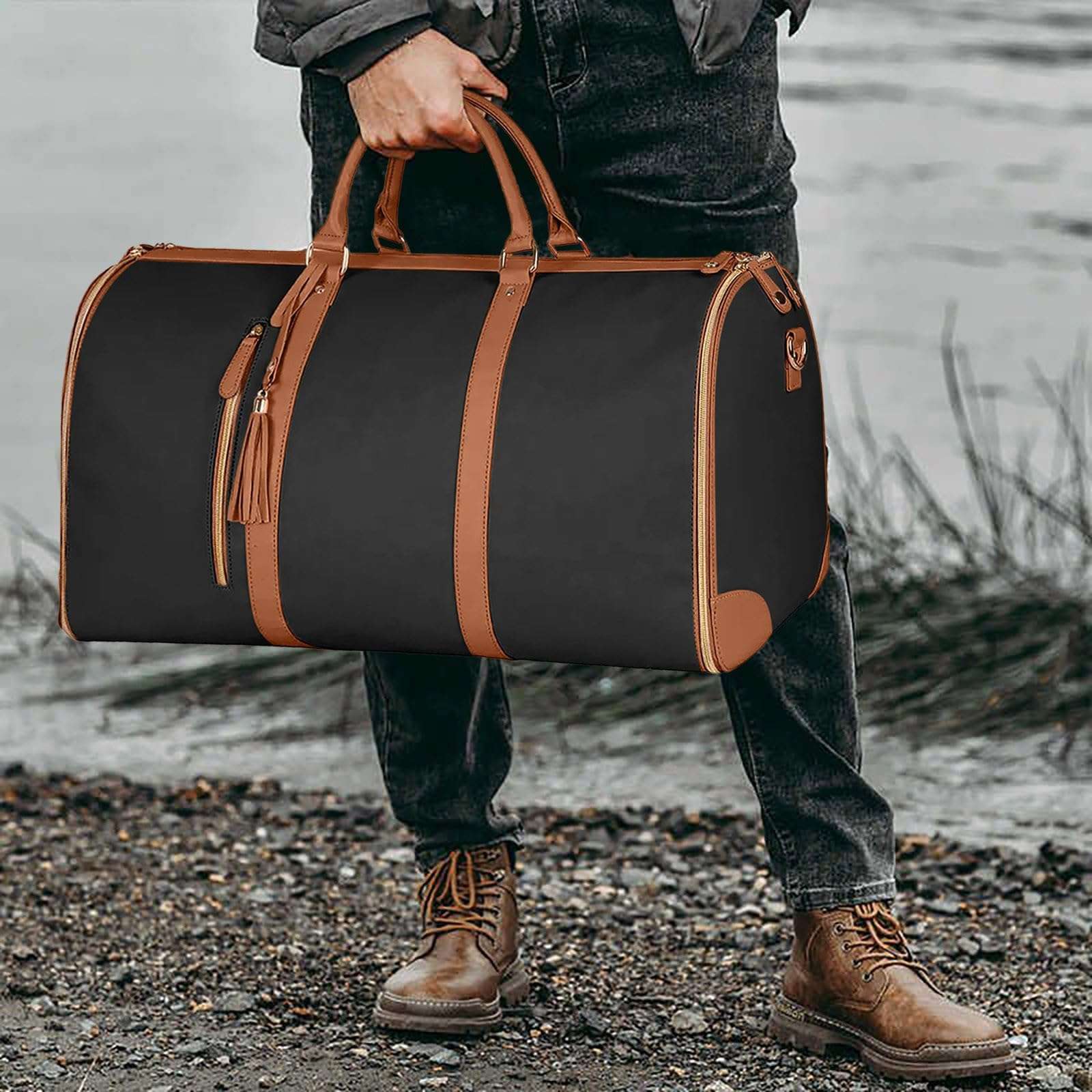 PU Folding Suit Storage Bag Large Capacity Hand Luggage Bag Multifunction Travel Bag For Women Man Shoulder Organizers 5