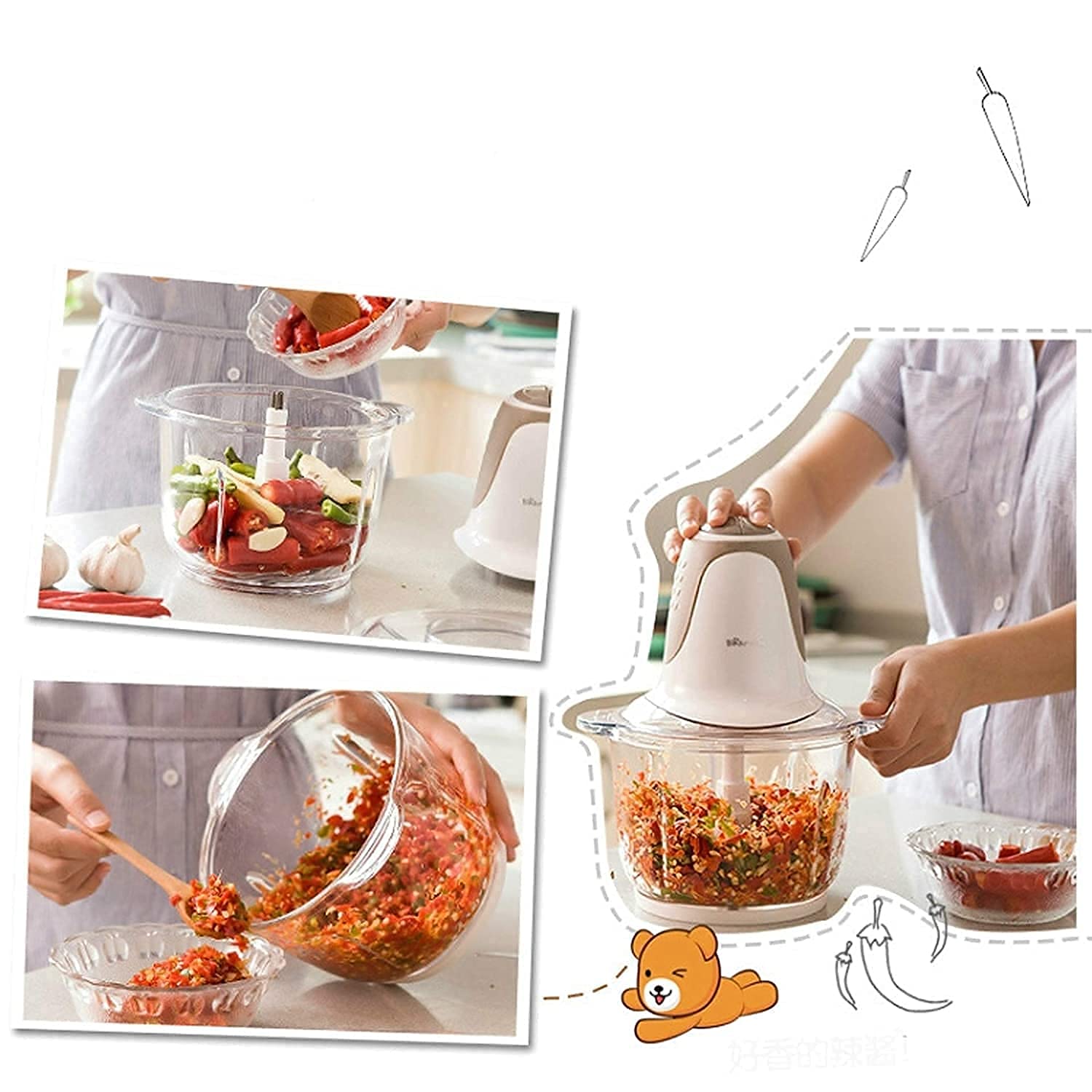 SPLIYA MART Meat Grinders Grater Chopper Fillings Maker Grinding Meat and Multipurpose Vegetable Juicer Electric Food Chopper with Stainless Steel Blade (Multicolor). 4