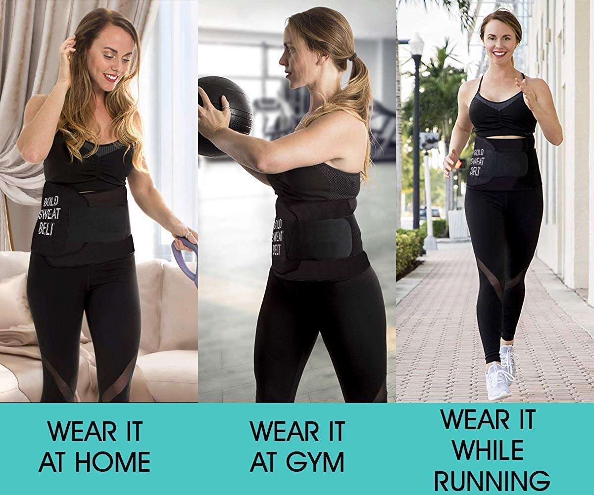 Boldfit Sweat Belt for Women & Men Made of Neoprene Adjustable Sweat Belt Tummy Exercise Fitness Waist Trainer 6