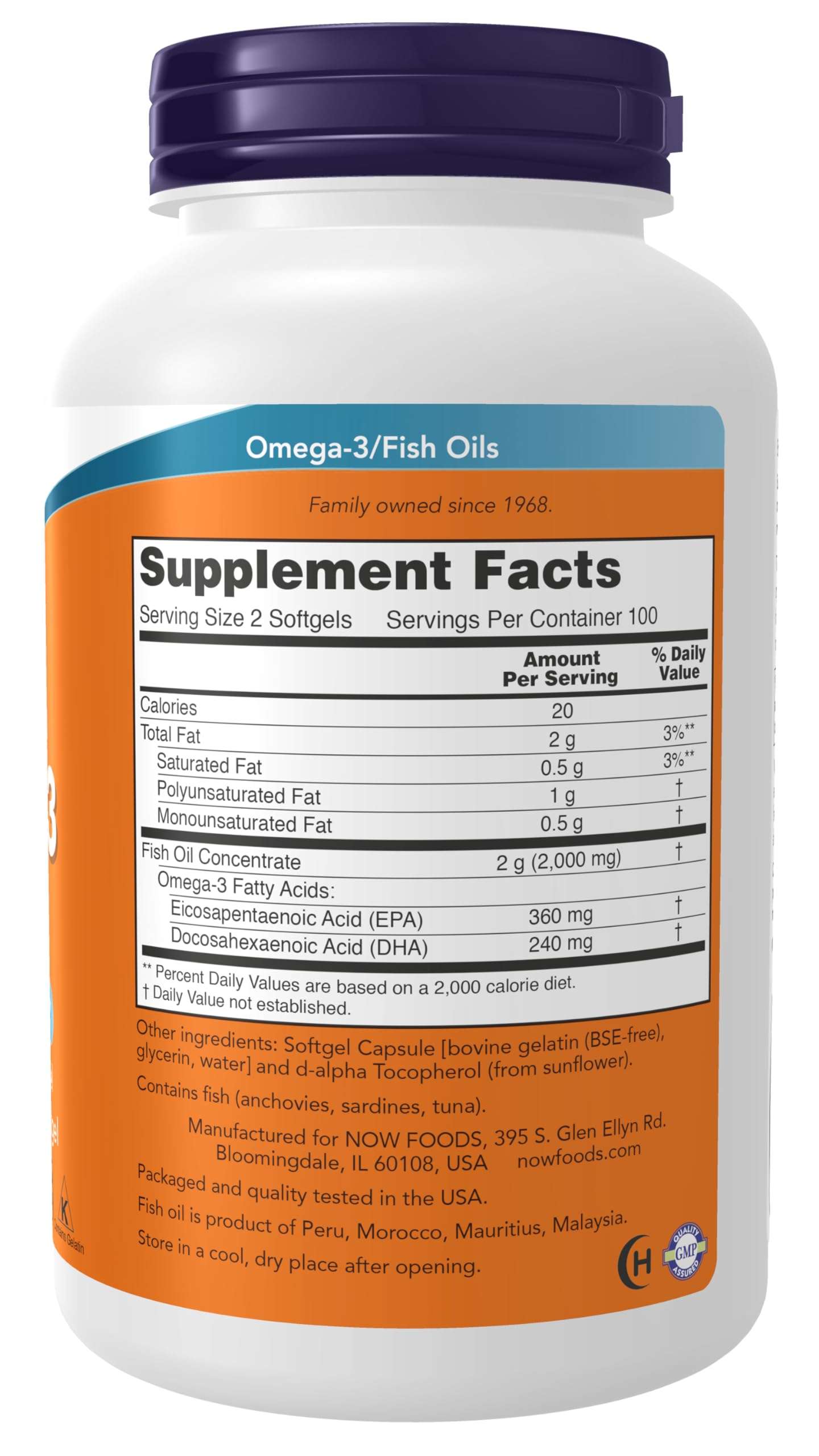 NOW Foods Supplements, Omega-3 180 EPA / 120 DHA, Molecularly Distilled, Cardiovascular Support*, 200 Softgels 2