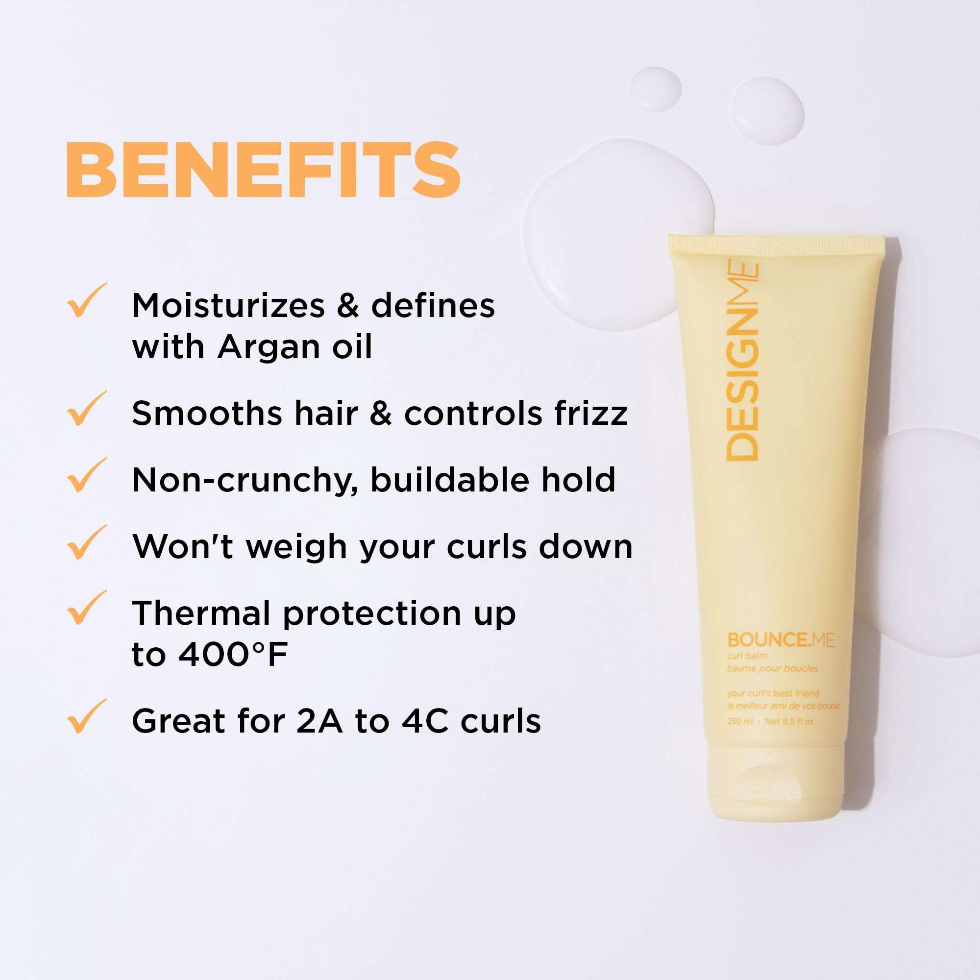 Design.Me BOUNCE.ME Curl Balm and Cream for Curly Hair with Nourishing Argan Oil | Wave, Coil, and Curl Defining Cream | Sulfate Free and Paraben Free (8.5 Fl Oz) 3