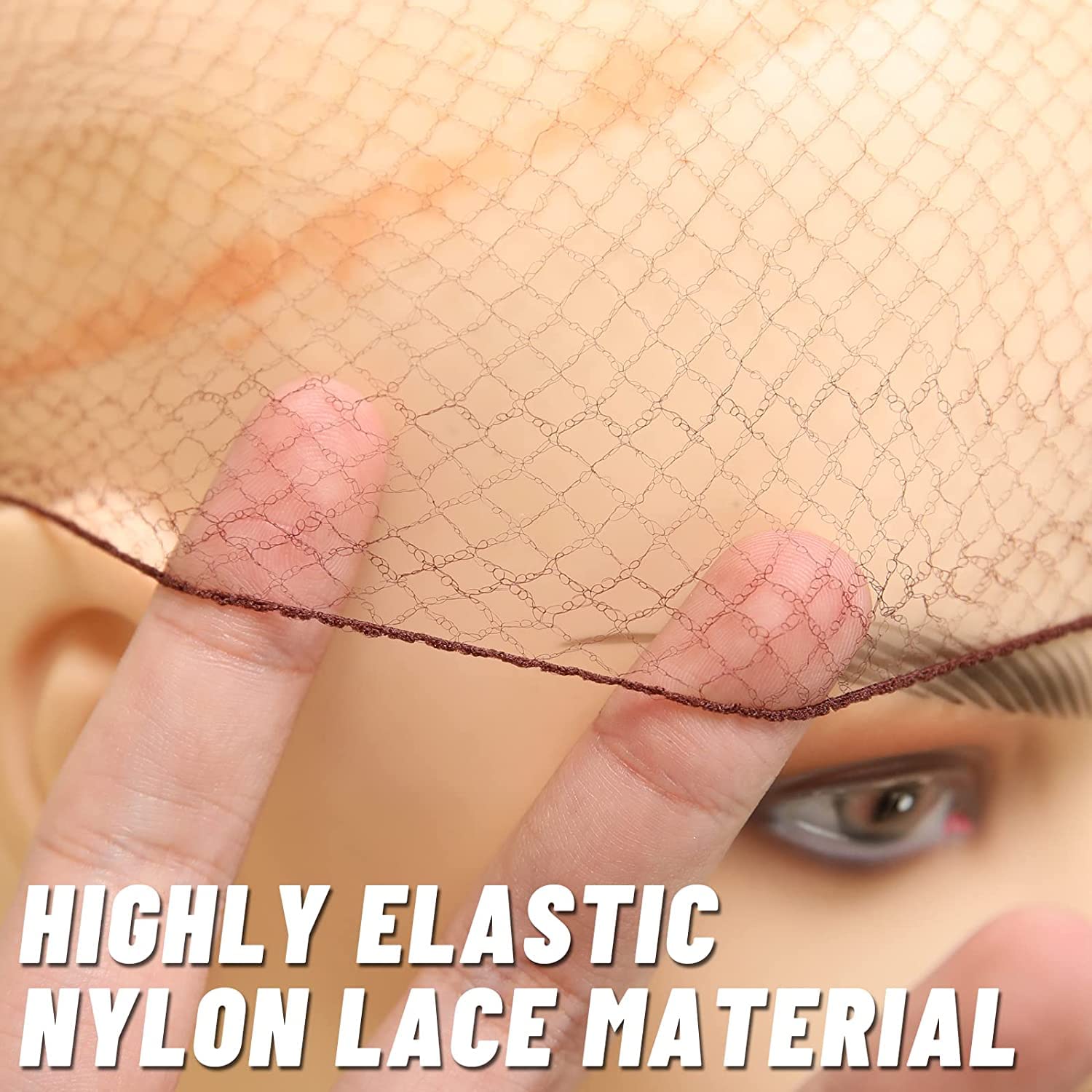 200pcs Brown Hair Nets, Smilco 20 Inches Elasticity Invisible Elastic Mesh Wig Nets for Hair Bun Making Ballet Dancer Kitchen Food Serive (Brown) 3