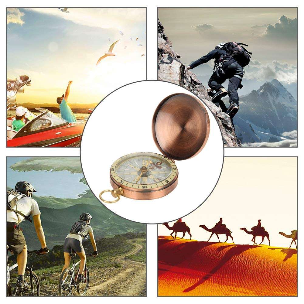 Vbest life Portable Vintage Retro Metal Copper Flip Cover Pocket Watch for Camping Hiking Boating() 3