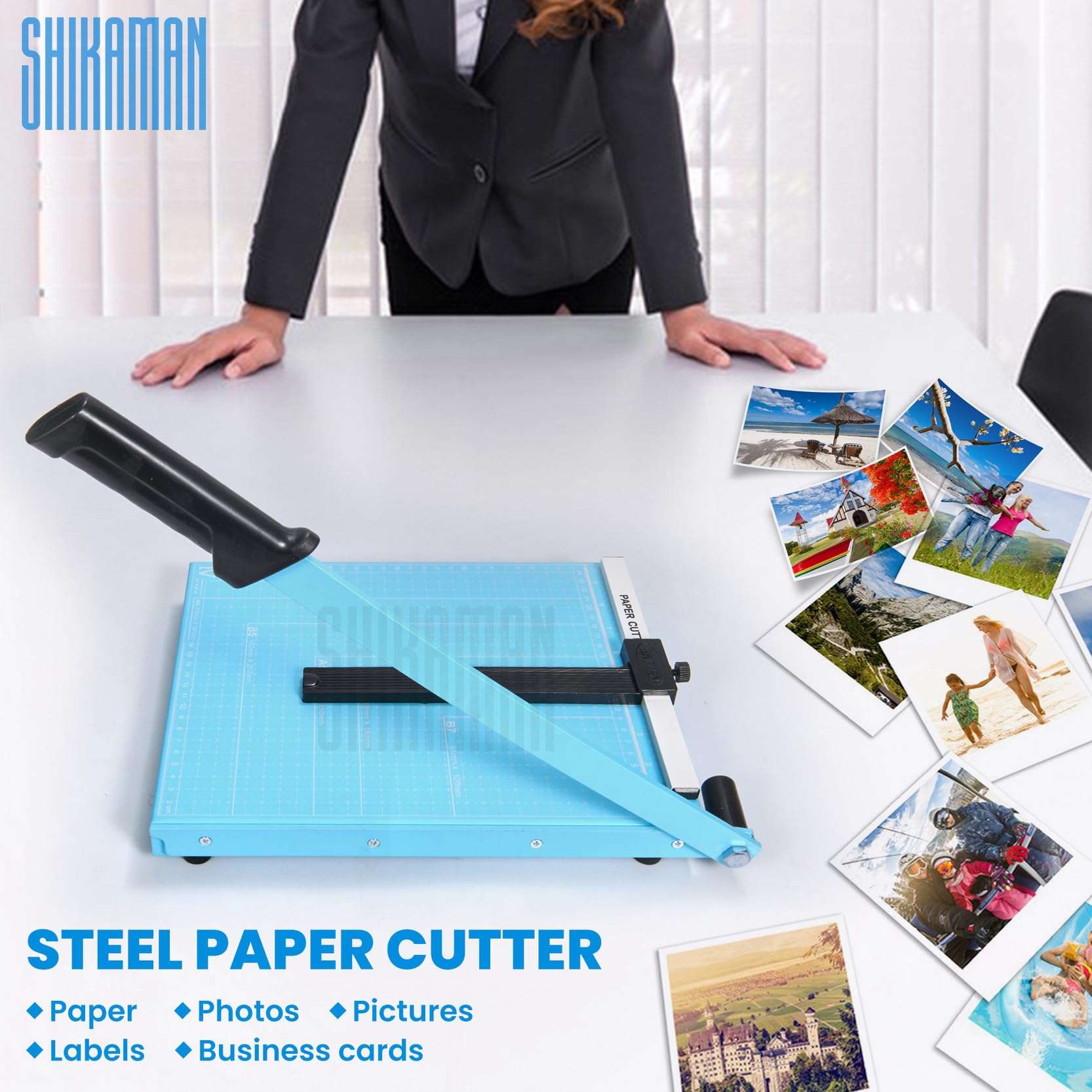 12" Guillotine Paper Cutter, 15 Sheets Capacity, Metal Base (Blue A4, 12in 1P) 3