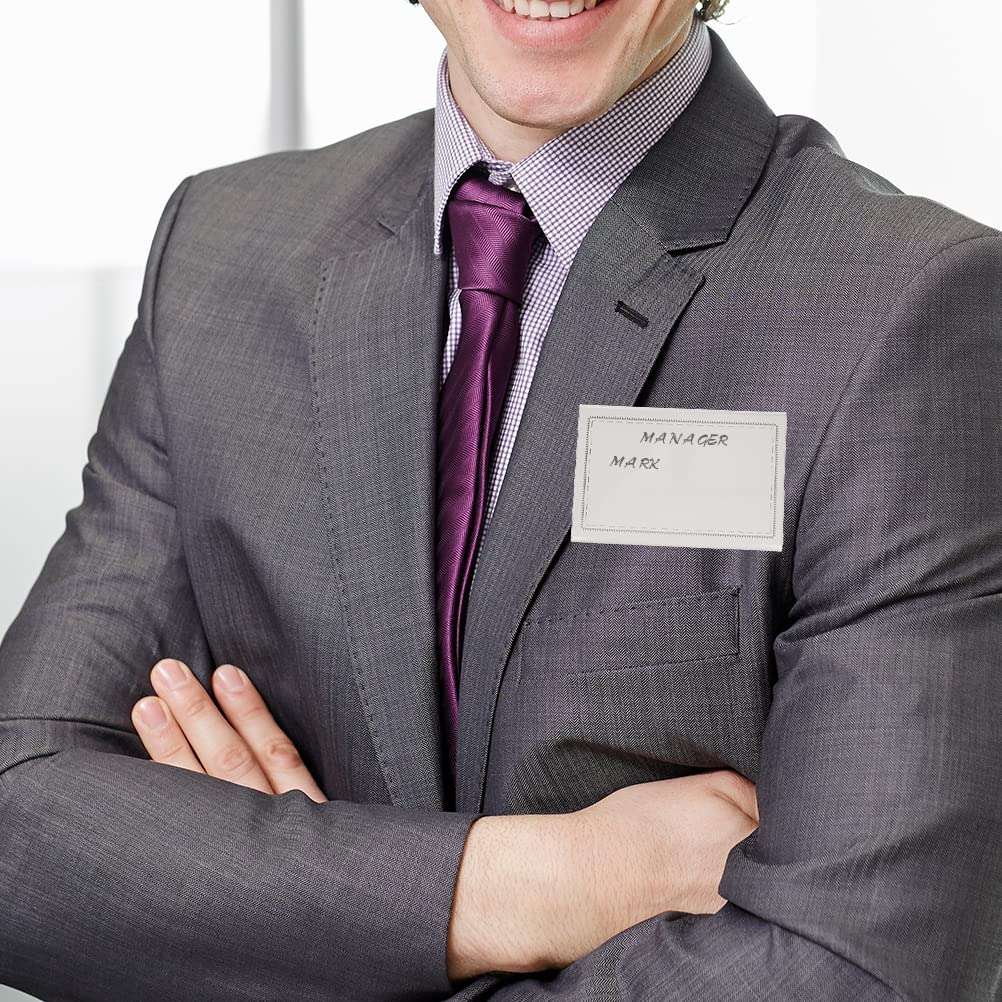 100 PCS Name Badges, Name Badges with Crocodile Clip and Safety Pin, Clear Holders Name Tags with Pins Horizontal ID Card Holder idea for School, Colleges, Offices, Corporate Event 6