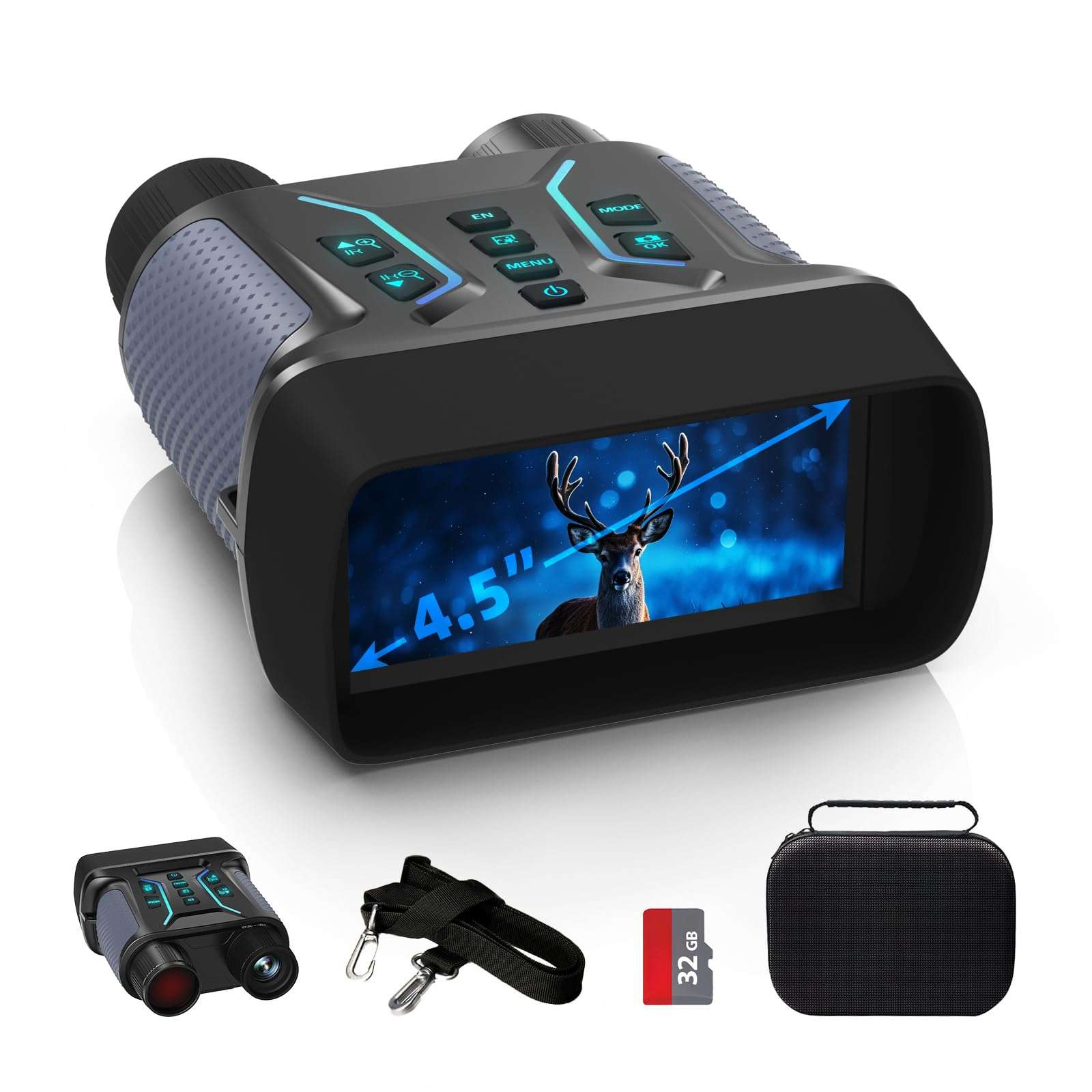 Night Vision Binoculars for Adults & Kids - 4.5'' Screen Infrared Night Vision Goggles Camera with Case, 4K Video & 36MP Photos, 8X Digital Zoom, 7-Level Infrared, 4500mAh Battery for Camping,Security 1