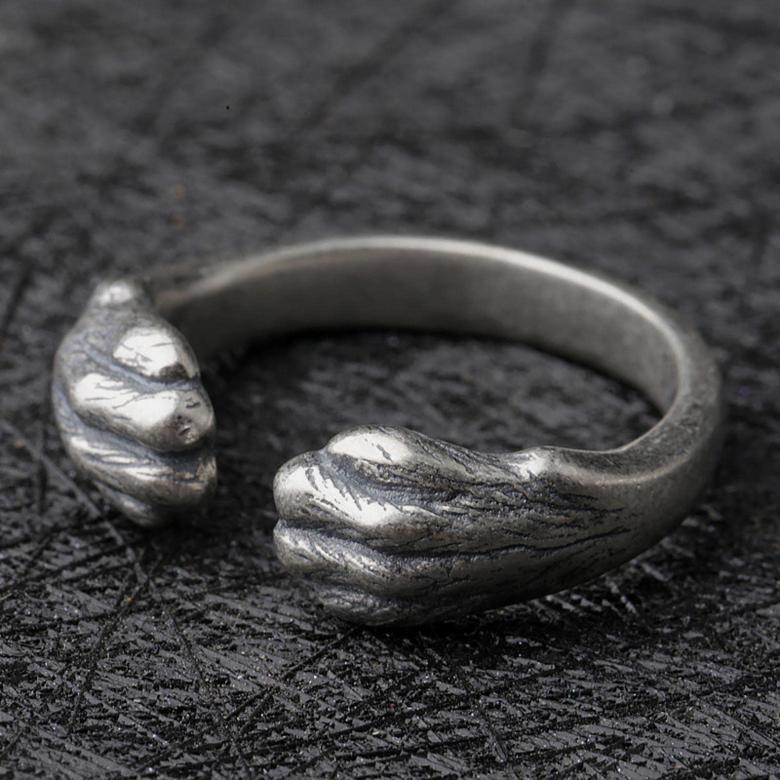 DELURA Adjustable ringss for Men and Women, Sterling Silver Cartoon Cute Cat Claw Rings 4
