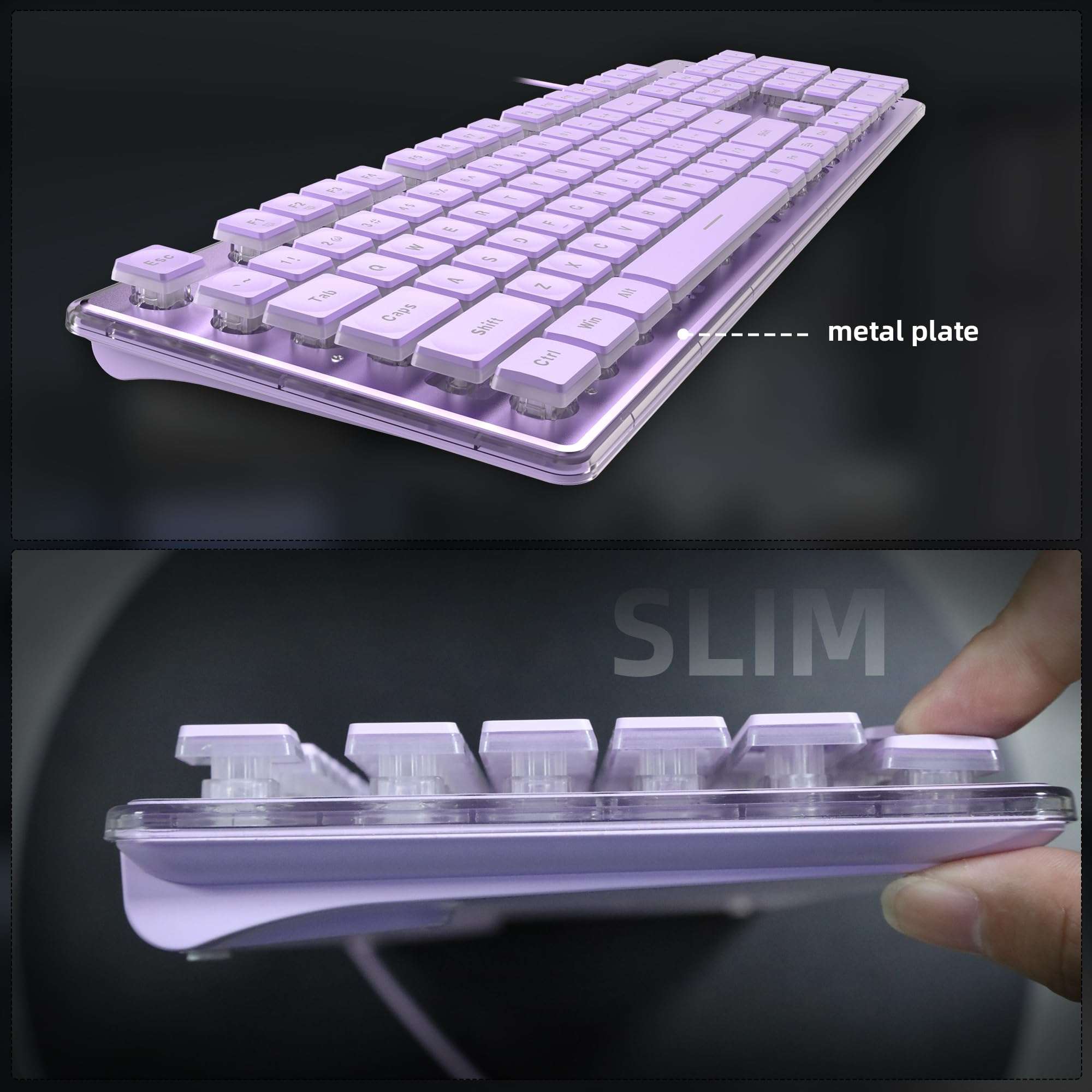 Camiysn Gaming Keyboard and Mouse, Purple 104 Keys RGB and 6 Speed RGB Mouse Combo, Pudding Keycaps Silent Computer Keyboard for Computer/PC/Laptop/Mac/Windows/Office 6