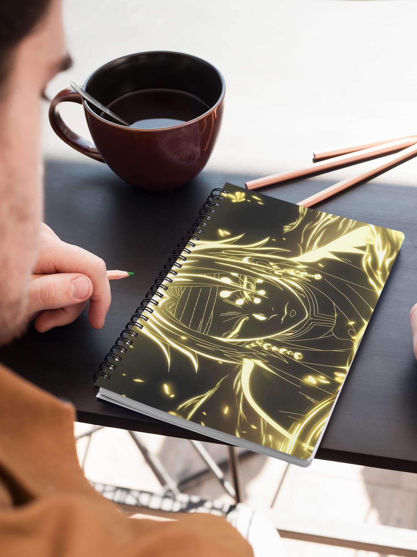 Graphic Word Anime Notepad A5 Size Unrulled 160 Pages 100gsm DO Paper Wire-O-Bound Spiral Notebook with Fantasy Illustration 3