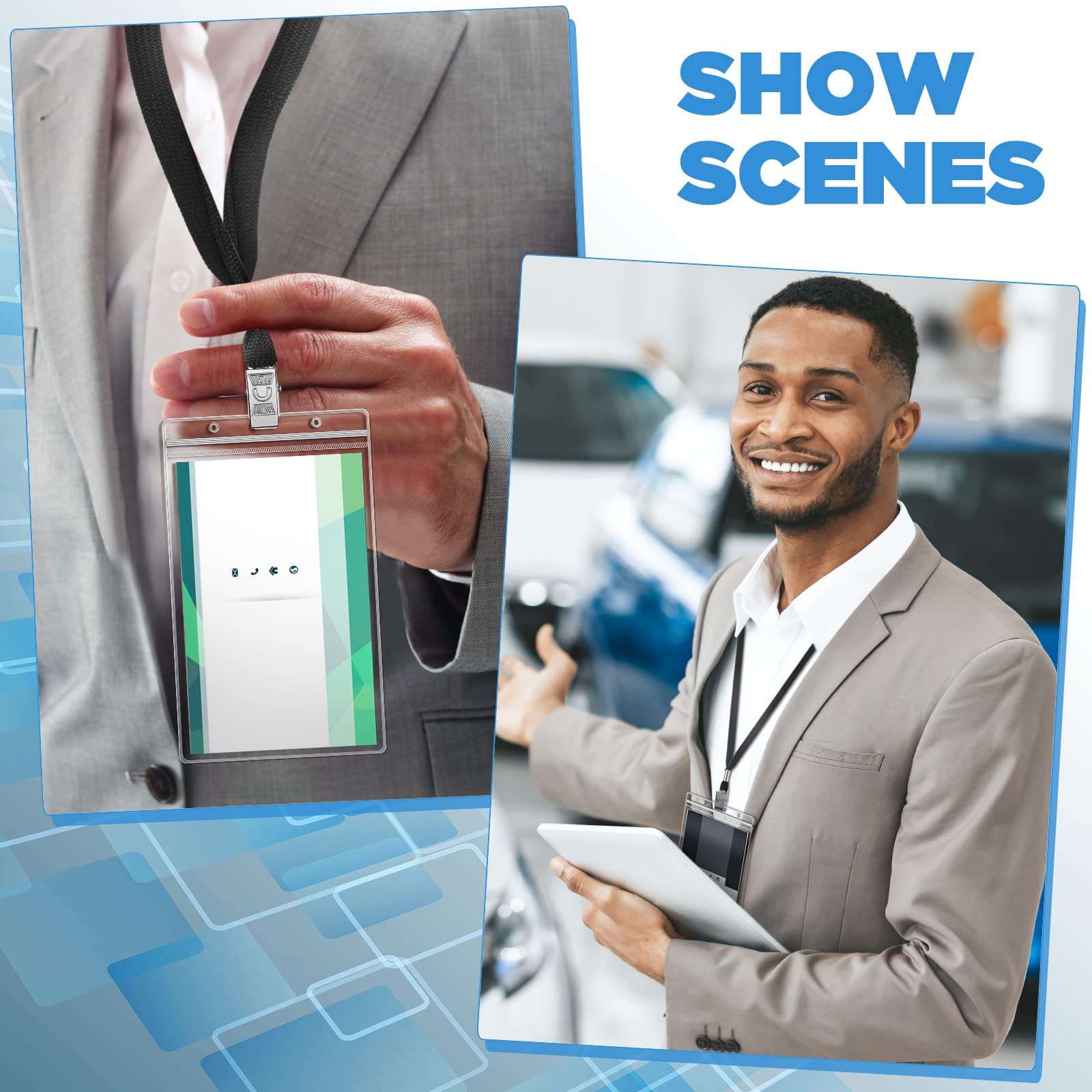 50 Pack Large 4 x 8 Inch Ticket Event Credential Badge Holders with Lanyard Bulk, Clear Waterproof Plastic Big Credential ID Protector Sleeves for Sporting Events Concerts Tickets 6