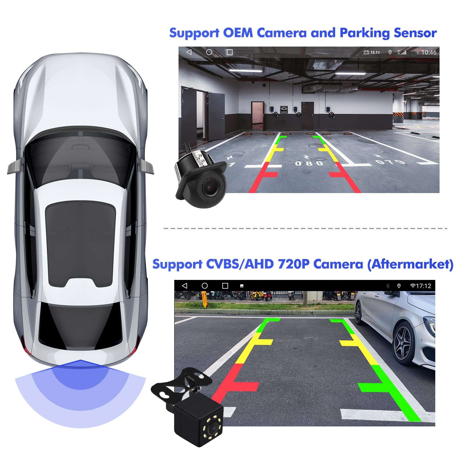 (Manual A/C) 2+32G Android 12 Double Din Car Stereo for Toyota Camry 2006-2011 with 10.1 Inch Touchscreen Radio Built-in Wireless Carplay/Android Auto/GPS/Bluetooth/FM/AUX-in/SWC/Backup Camera 4