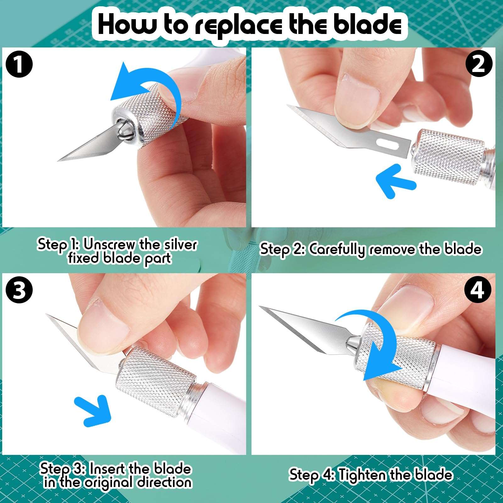 Lasnten 8 Pack Fingertip Craft Knife 4.2 Inch Finger Detail Knife with Blades Ergonomic Hobby Handle with Finger Grip Cutting Tool for Precision Cutting and Trimming, 20 Pcs Blades 5