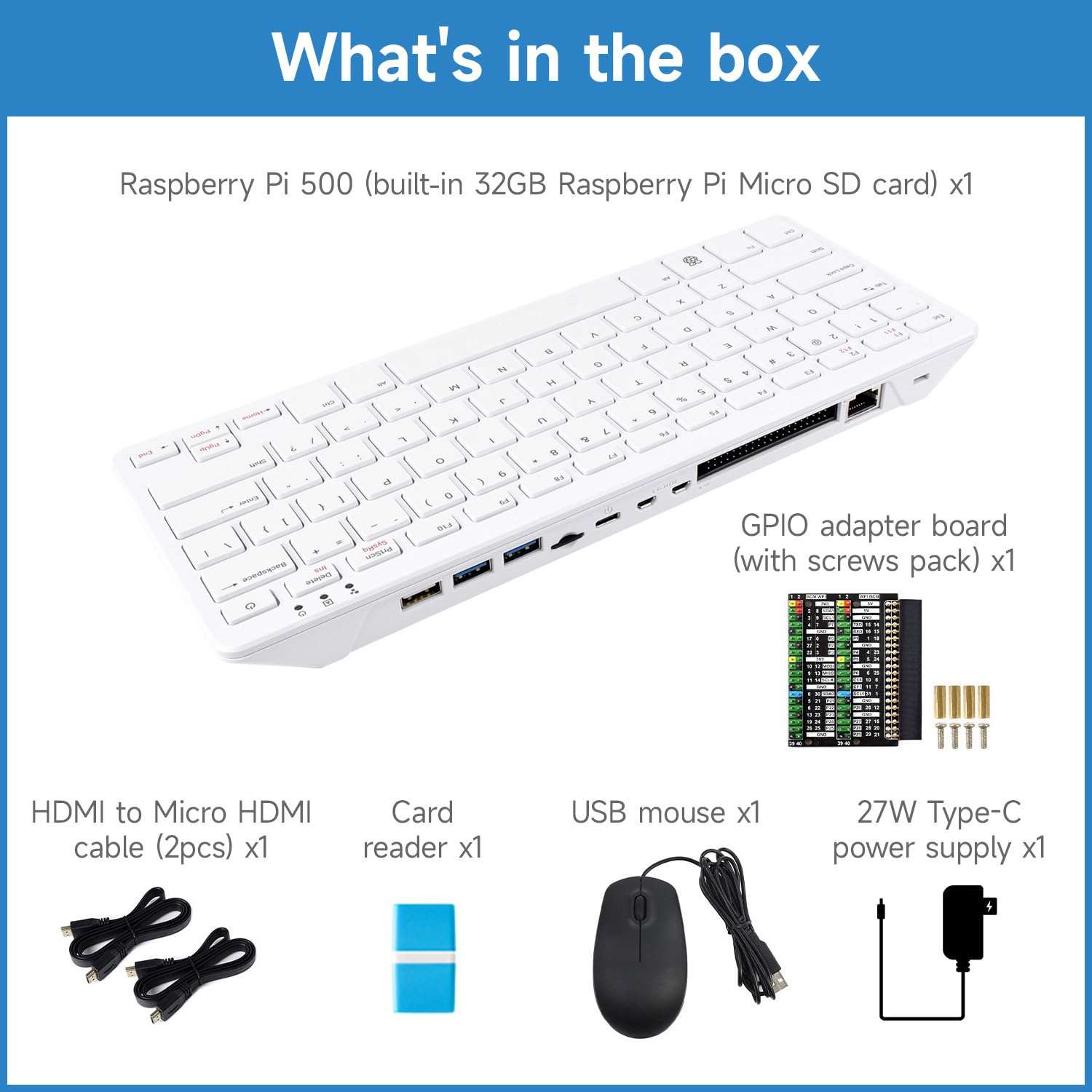 KLAYERS Pi 500 Keyboard Host - American Layout, Compact Design with Integrated RPi 5, Quad-Core 64-bit ARM Processor, RP1 I/O Controller, Dual 4K Output, Built-in Aluminum Heat Sink 3
