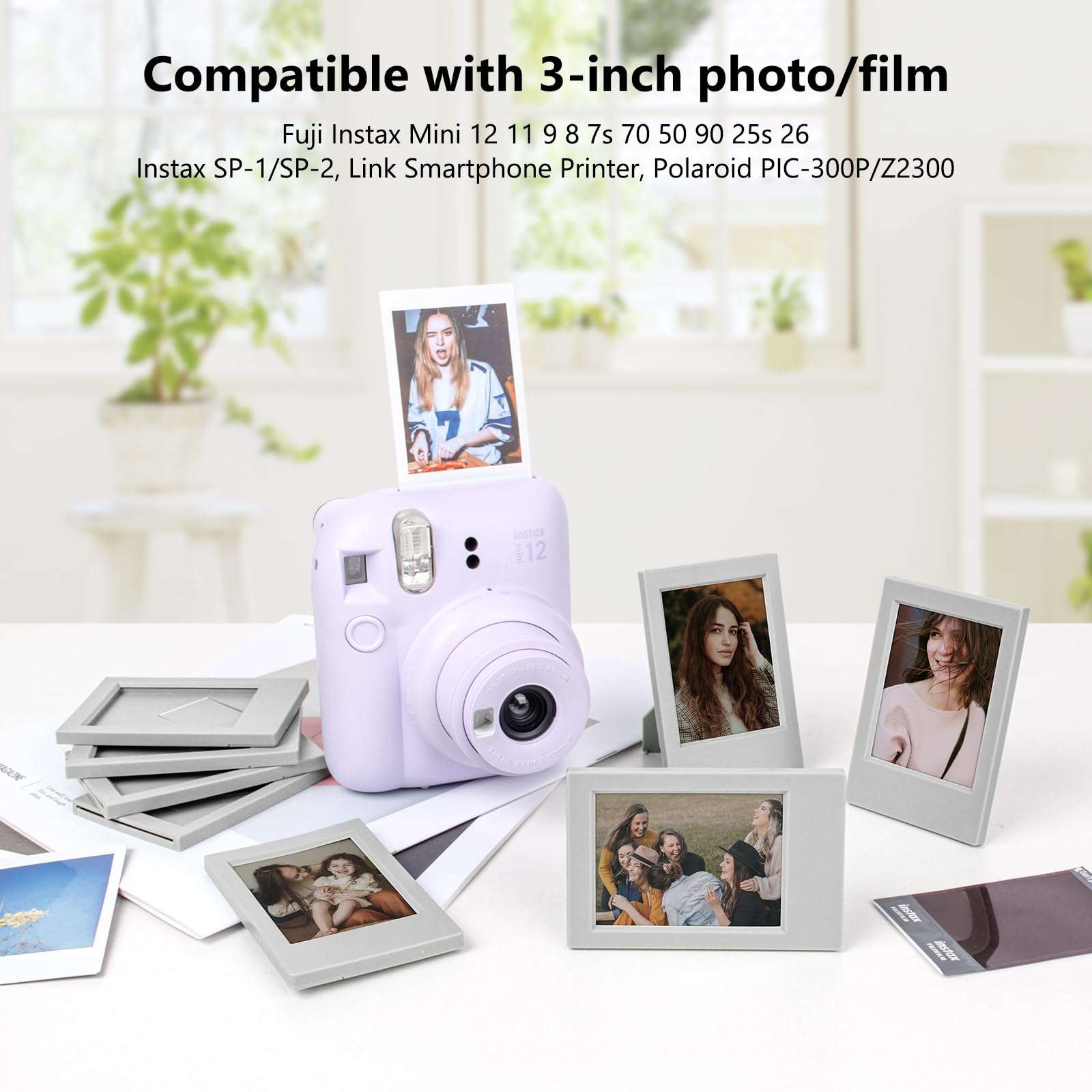 HIYQIN 2x3 Mini Photo Frames - 8 Pack Mini Picture Frames for Fujifilm Instax 3” Instant Film - for Instax Mini 12 11 9 8 99 7s 90 40 EVO SE - Freestanding Photo Holder - Grey 4