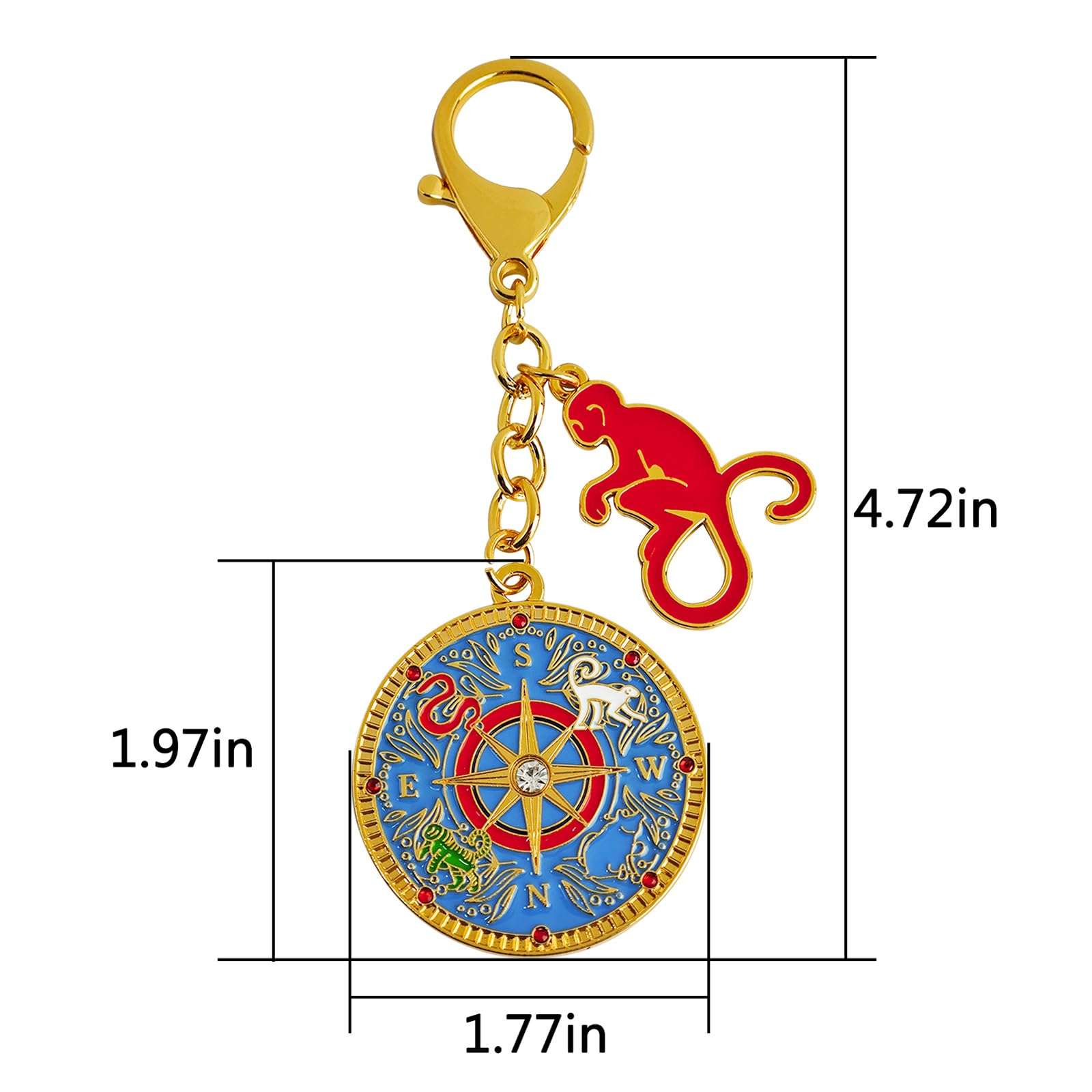 2025 Fengshui Monkey keychain The 4 Elements Cross With Monkey Keychain w5638 3