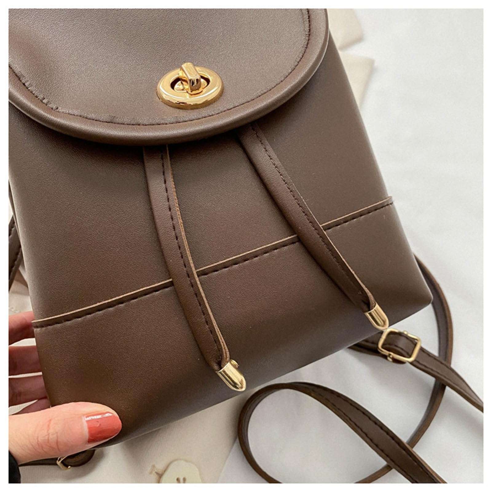 KWBQZGA PU Leather Backpack Purse for Women Anti Theft Travel Backpack Purse Shoulder Handbag (C) 4