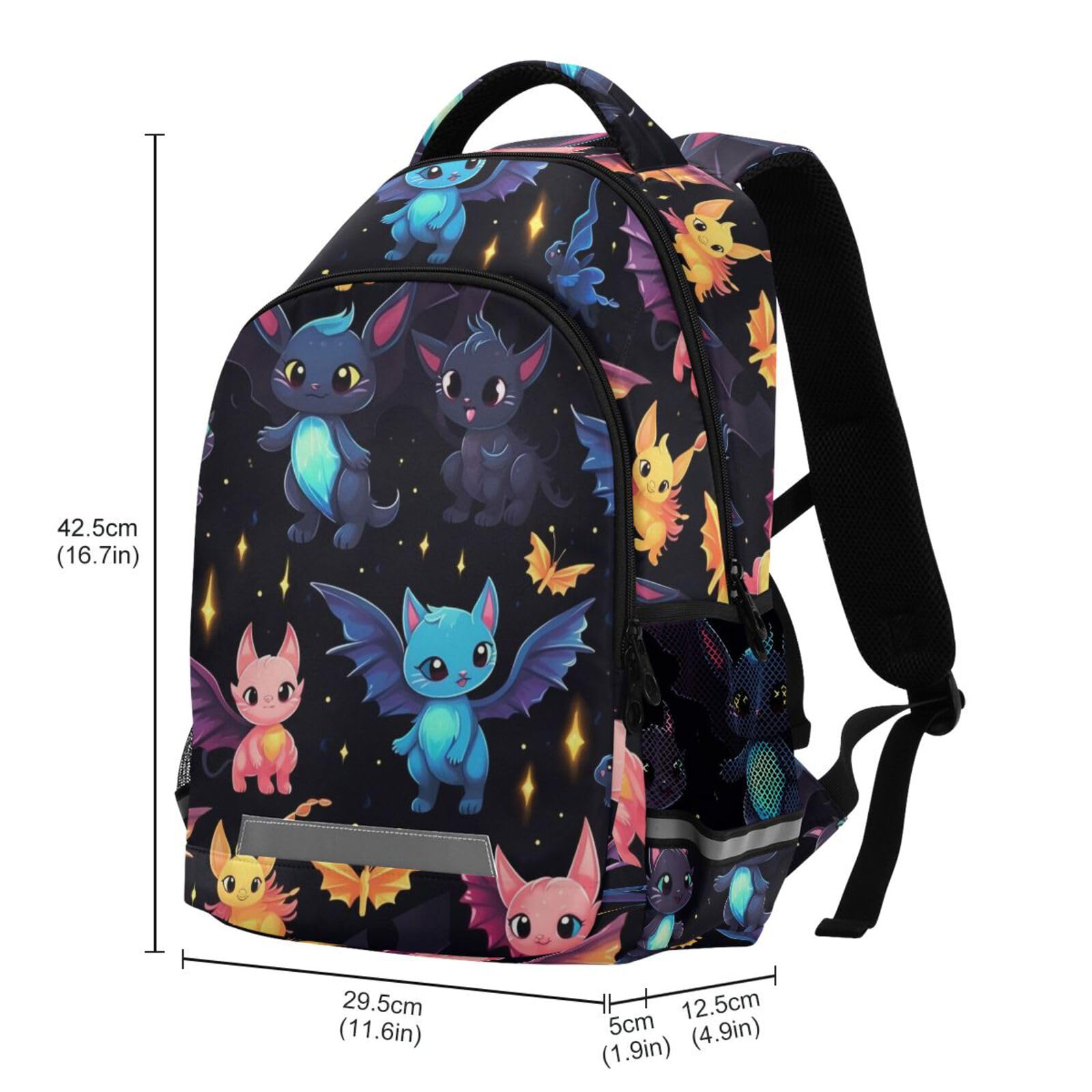 Cat Backpack for Students Boys Girls Blue Pink Cat Bat School Bag Travel Daypack Rucksack 6