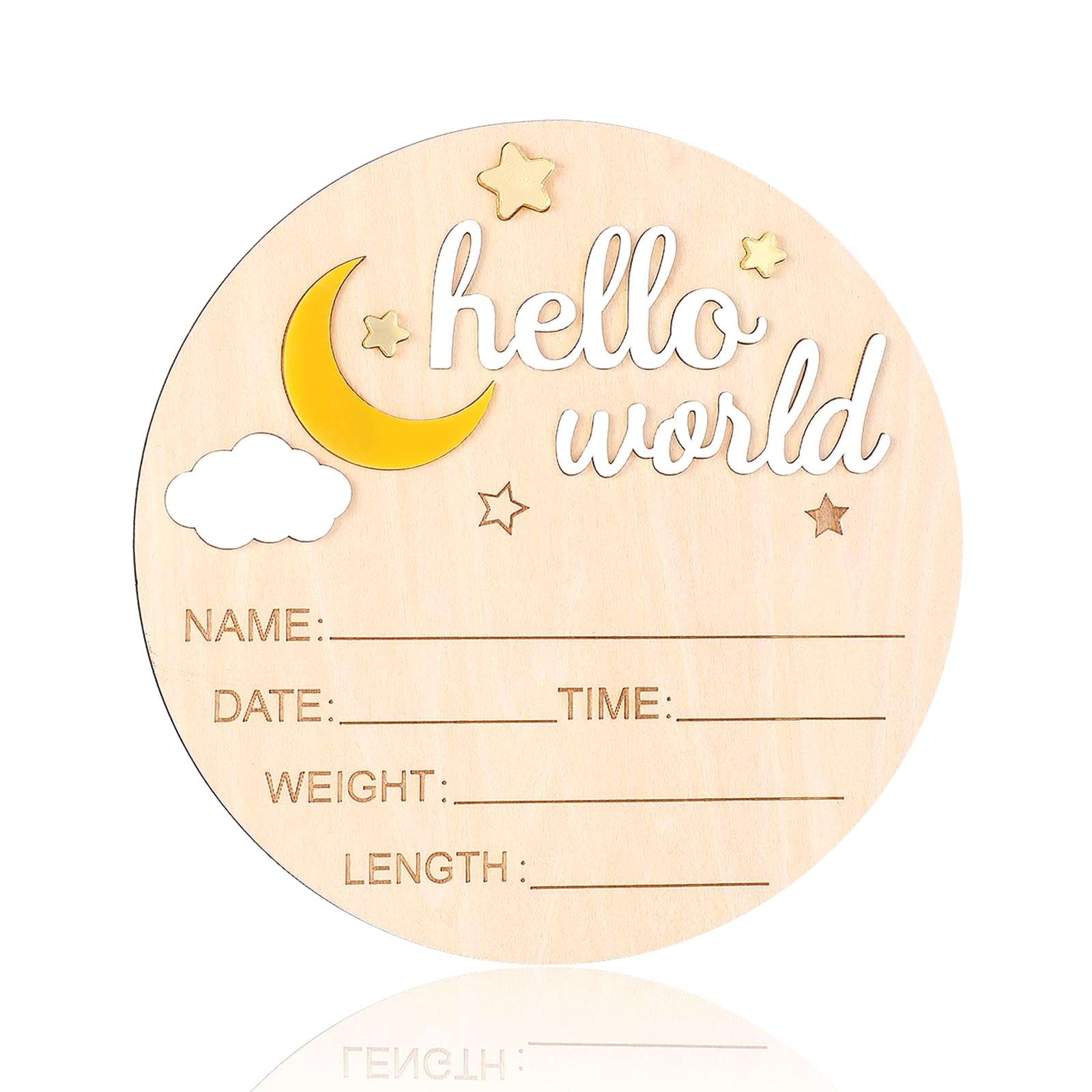 Lusofie Baby Announcement Sign Wooden Star and Moon Welcome Baby Sign Birth Announcement Sign for Hospital Home Decoration 1