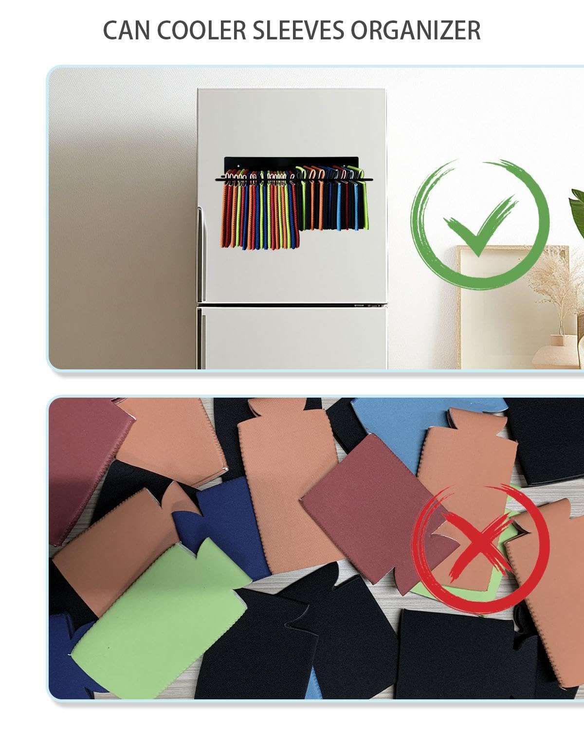 FEYRUN Magnetic Can Cooler Holder, Fridge/Wall Mount Sleeve Dispenser Organizer, Fits Regular&Skinny Size 3