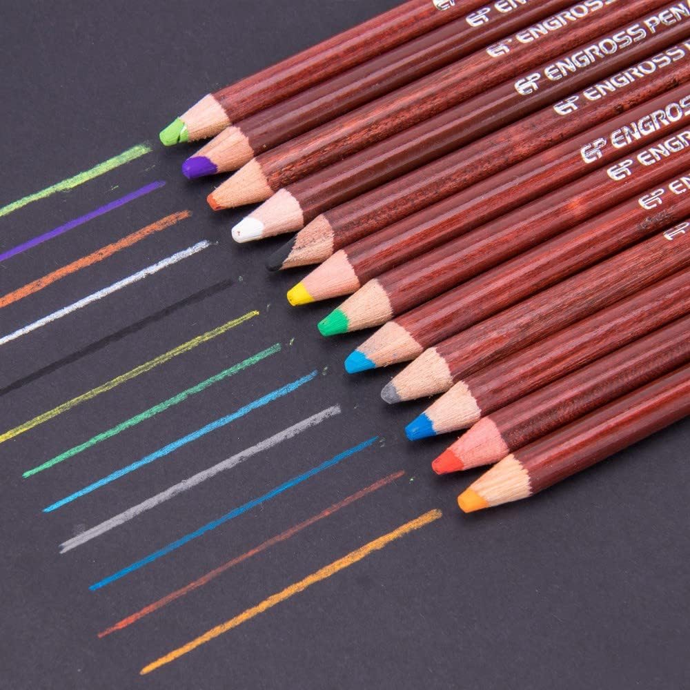 ChiggiWiggi 12 Pcs Professional Art Soft Pastel Pencils Colors Set For Artist Drawing Coloring, 3 Pcs White Medium Charcoal Pencil and 3 Pcs Black Woodless Charcoal Pencils- Soft Medium & Hard 4